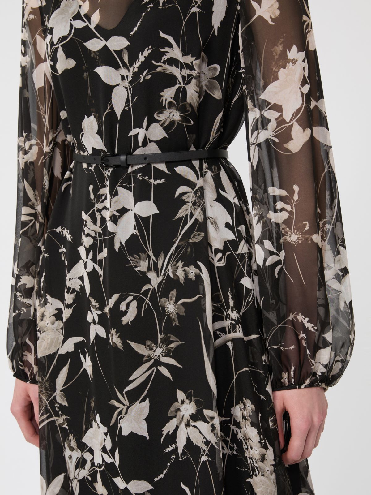 Dress in printed chiffon - BLACK - Max Mara - 5