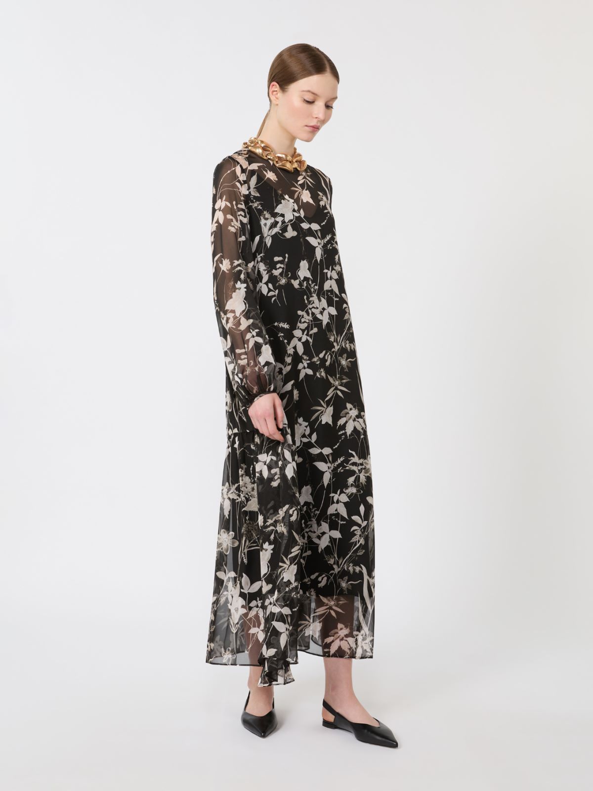 Robe en mousseline imprimée - NOIR - Max Mara