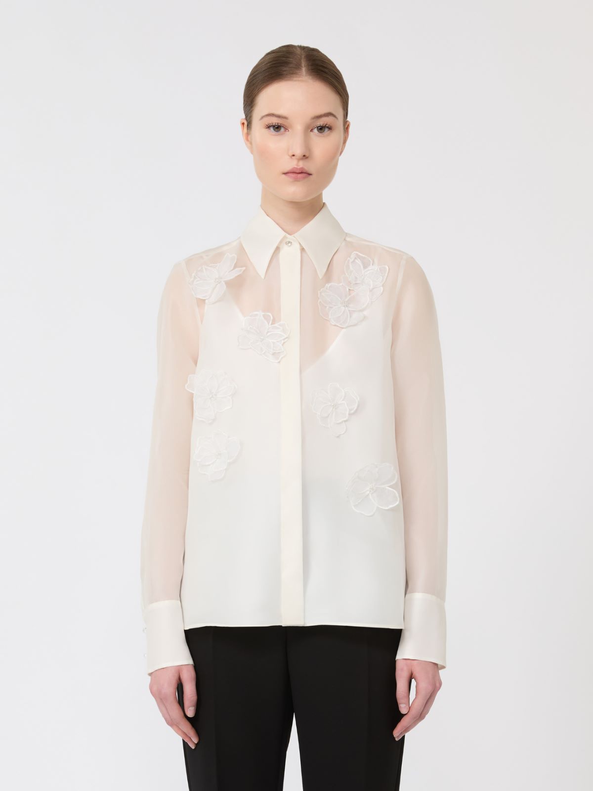 Silk organza shirt - WHITE - Max Mara - 9