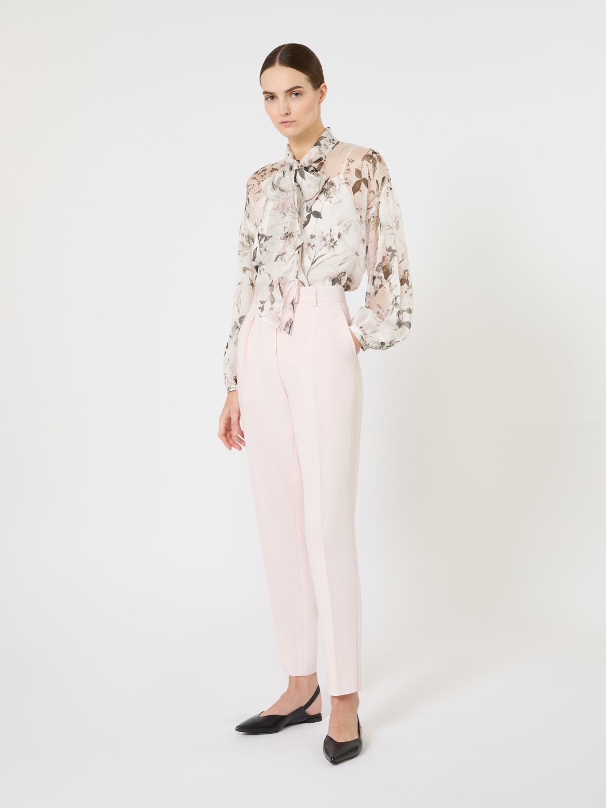 Blouse in printed chiffon - WHITE - Max Mara