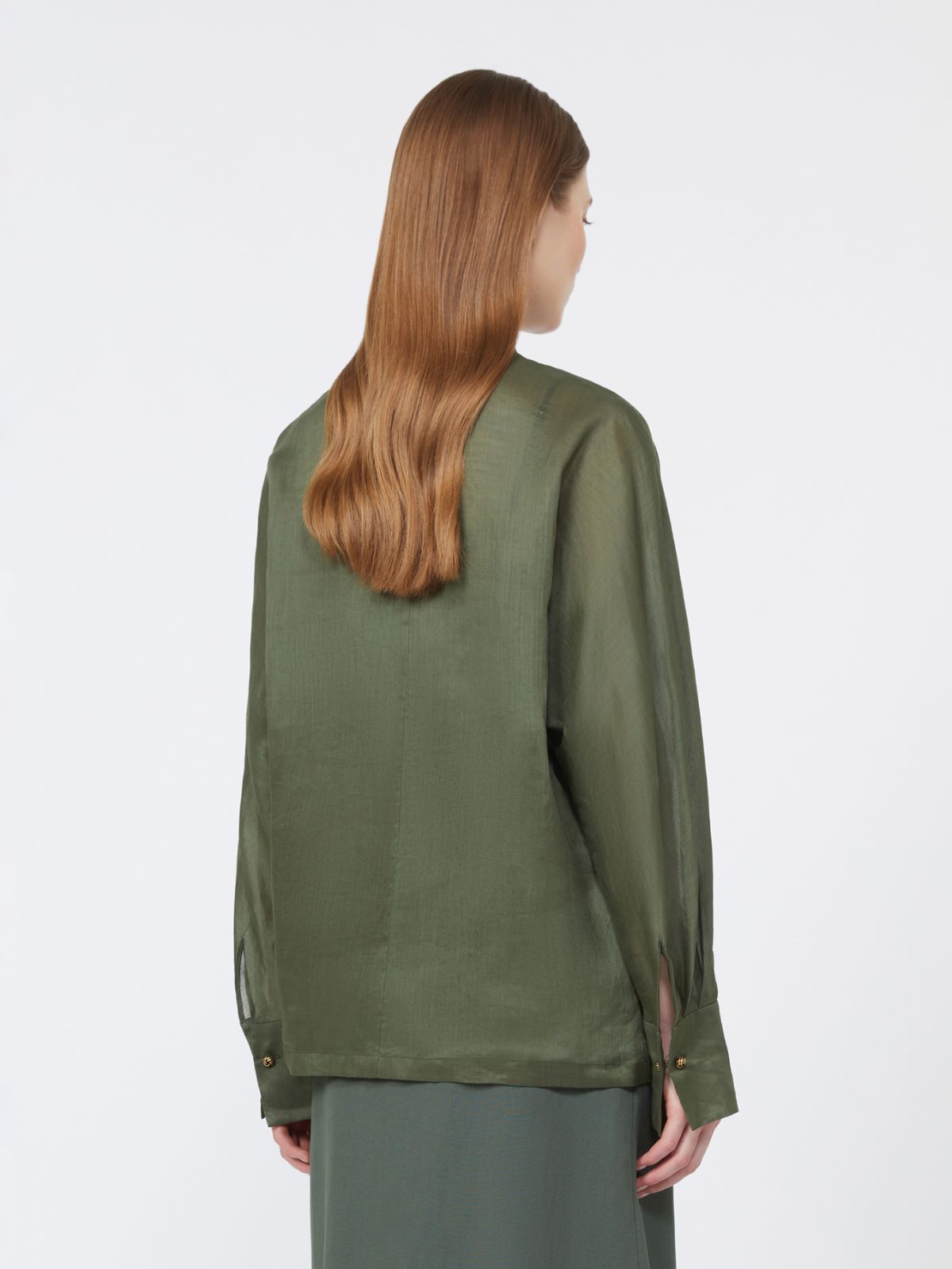 Koszula z tkaniny ramié - KHAKI - Max Mara - 3