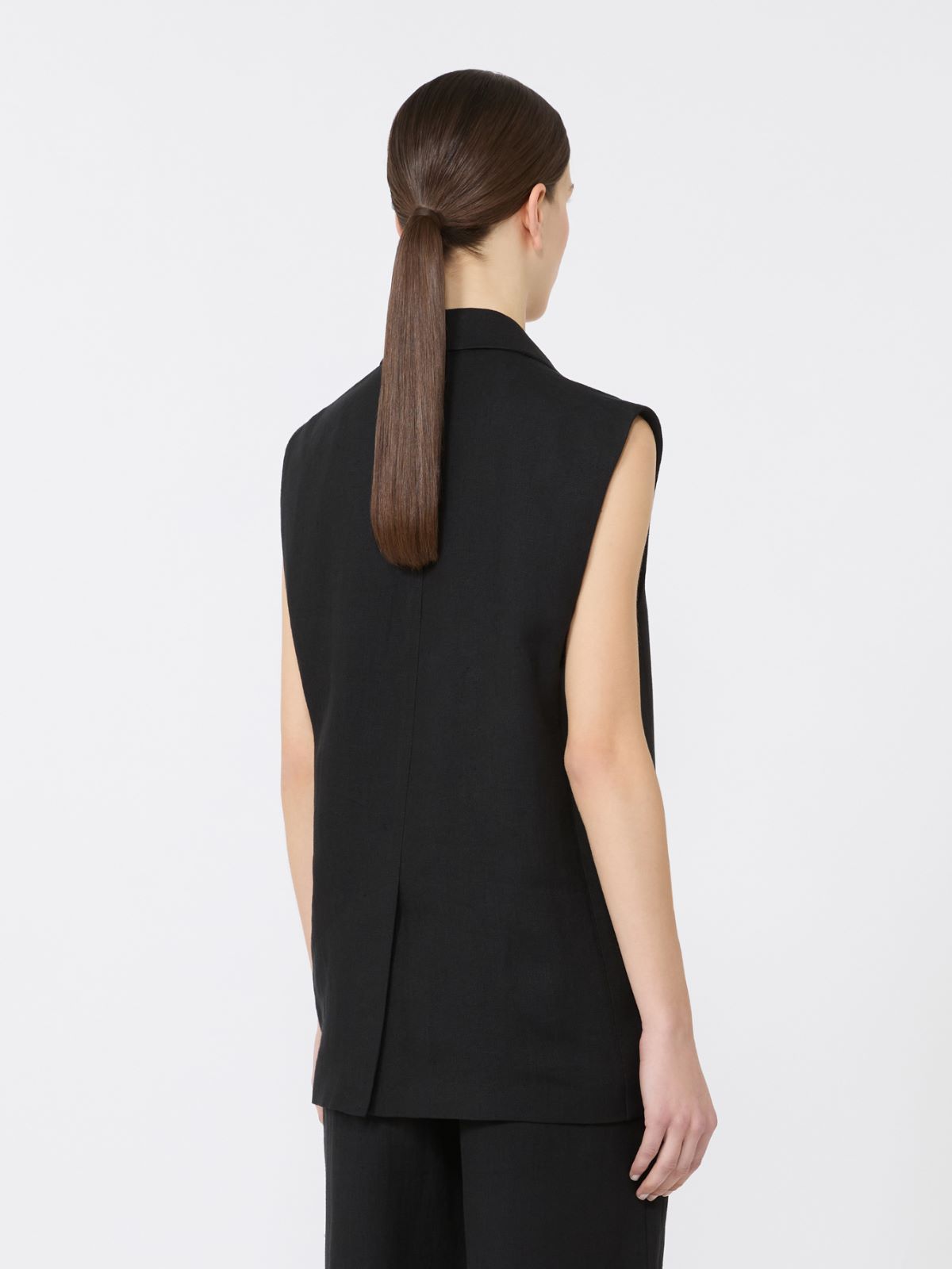 Gilet in batavia di lino - NERO - 3