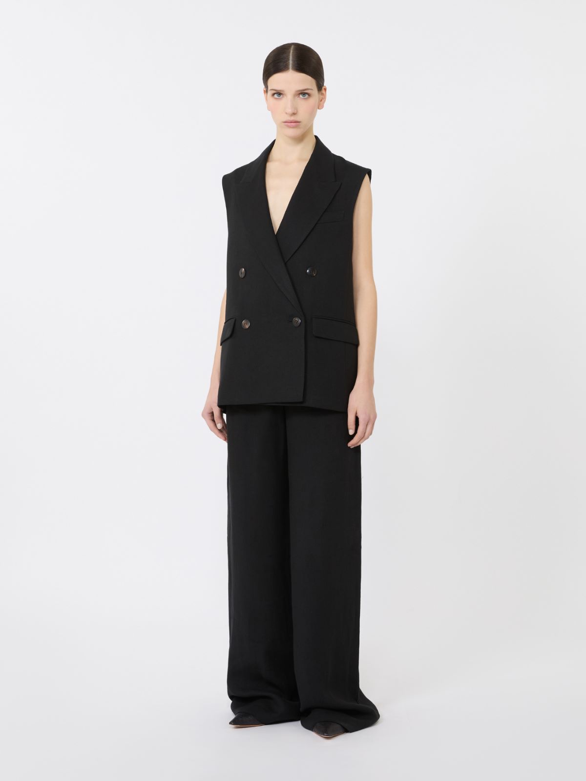 Linen twill gilet + BLACK - Max Mara