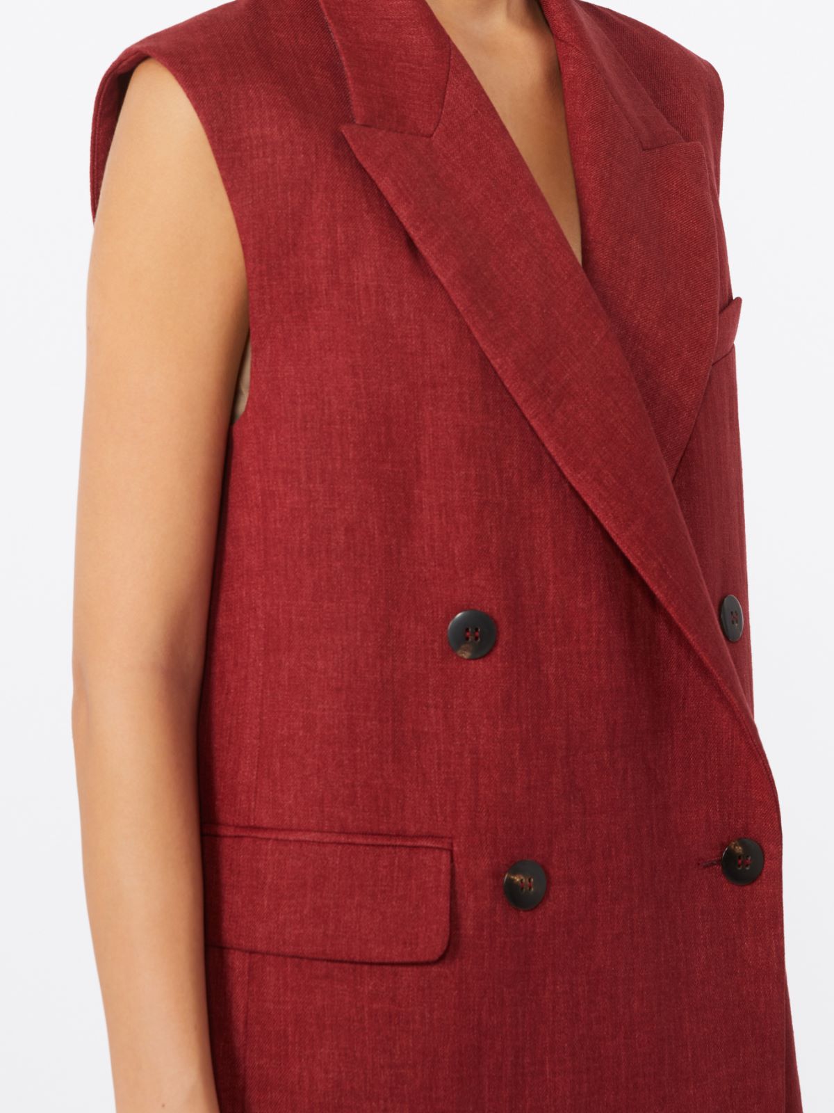 Linen twill gilet - BRICK RED - Max Mara - 9