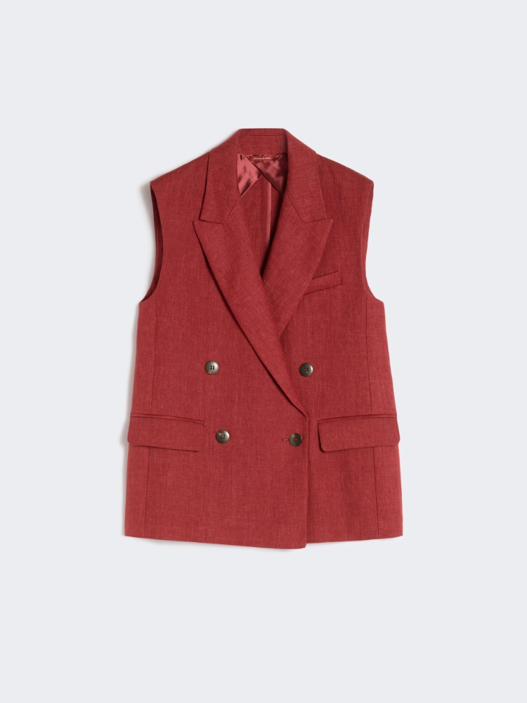 Linen twill gilet - BRICK RED - Max Mara