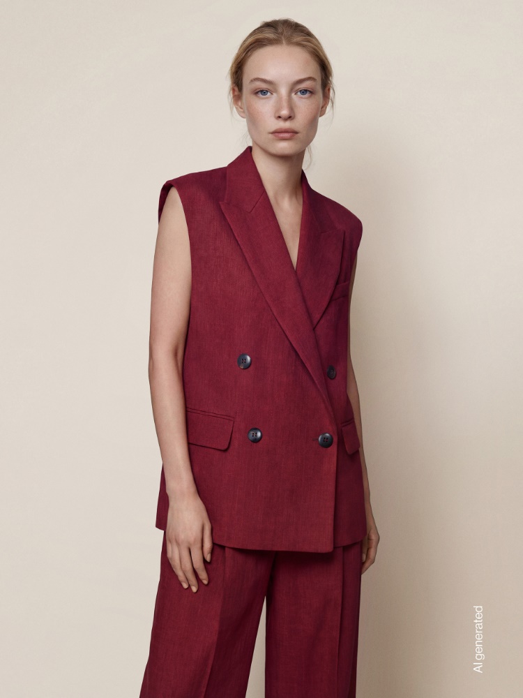 Linen twill gilet + BRICK RED - Max Mara