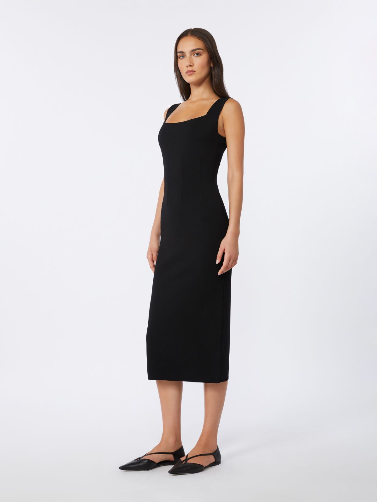 Full Milano-knit midi dress - BLACK - Max Mara