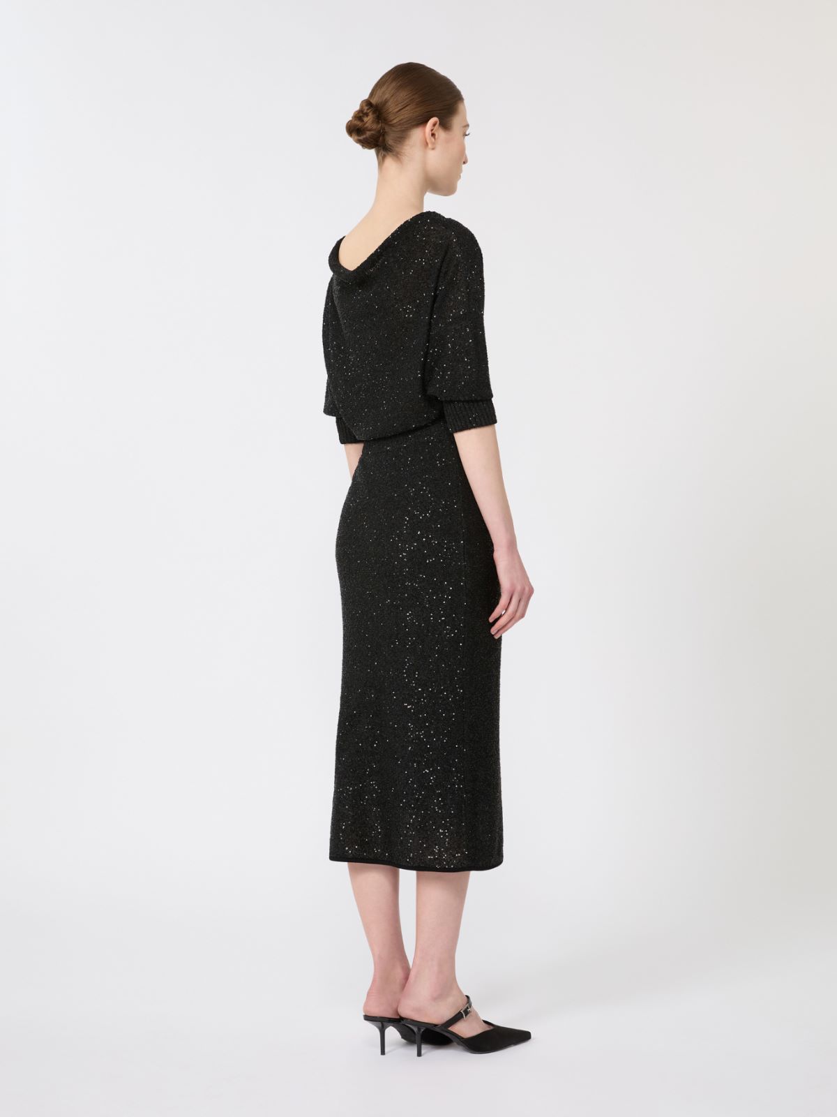 Sequinned viscose yarn dress - BLACK - Max Mara - 5