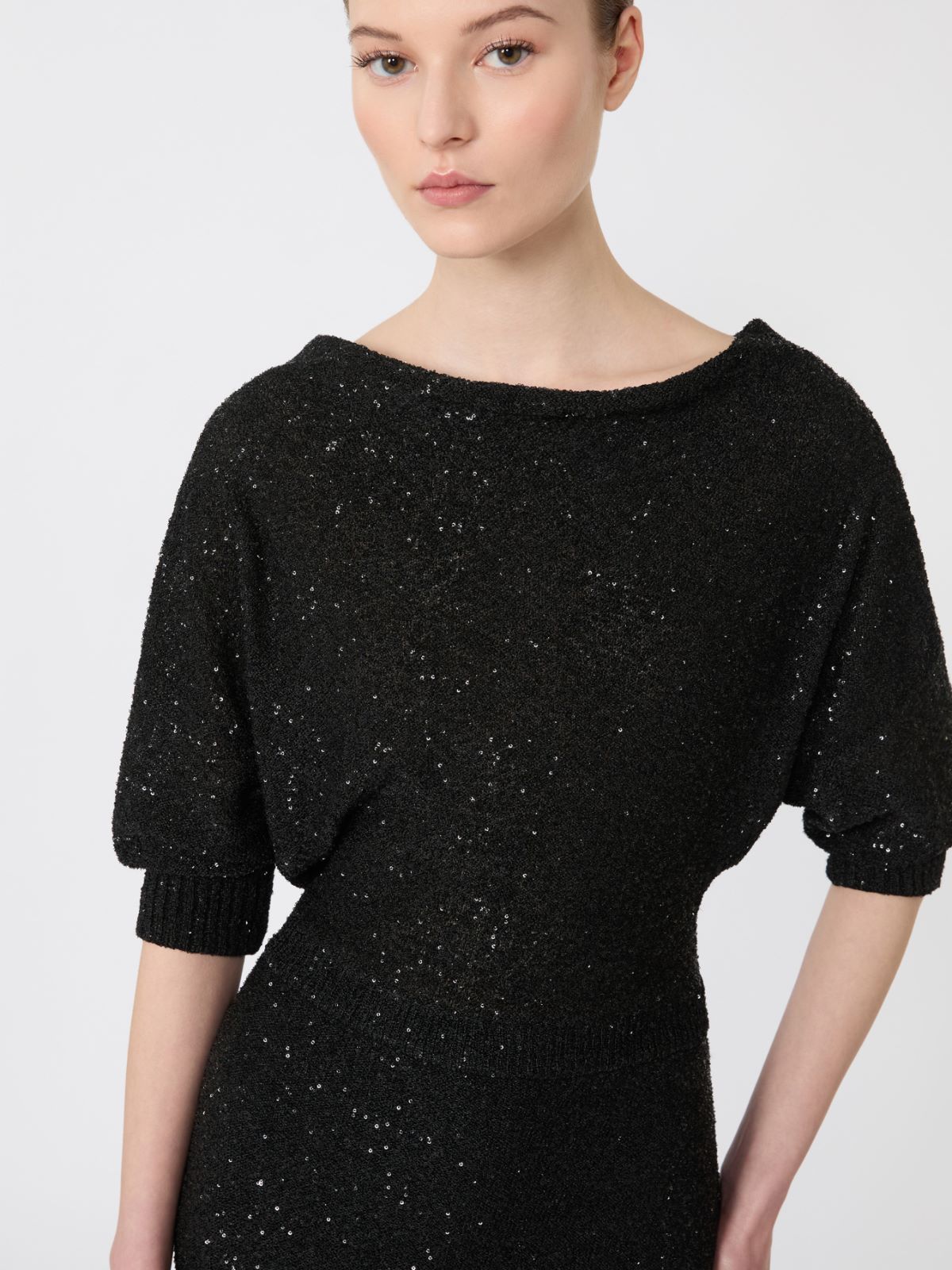 Sequinned viscose yarn dress - BLACK - Max Mara - 5