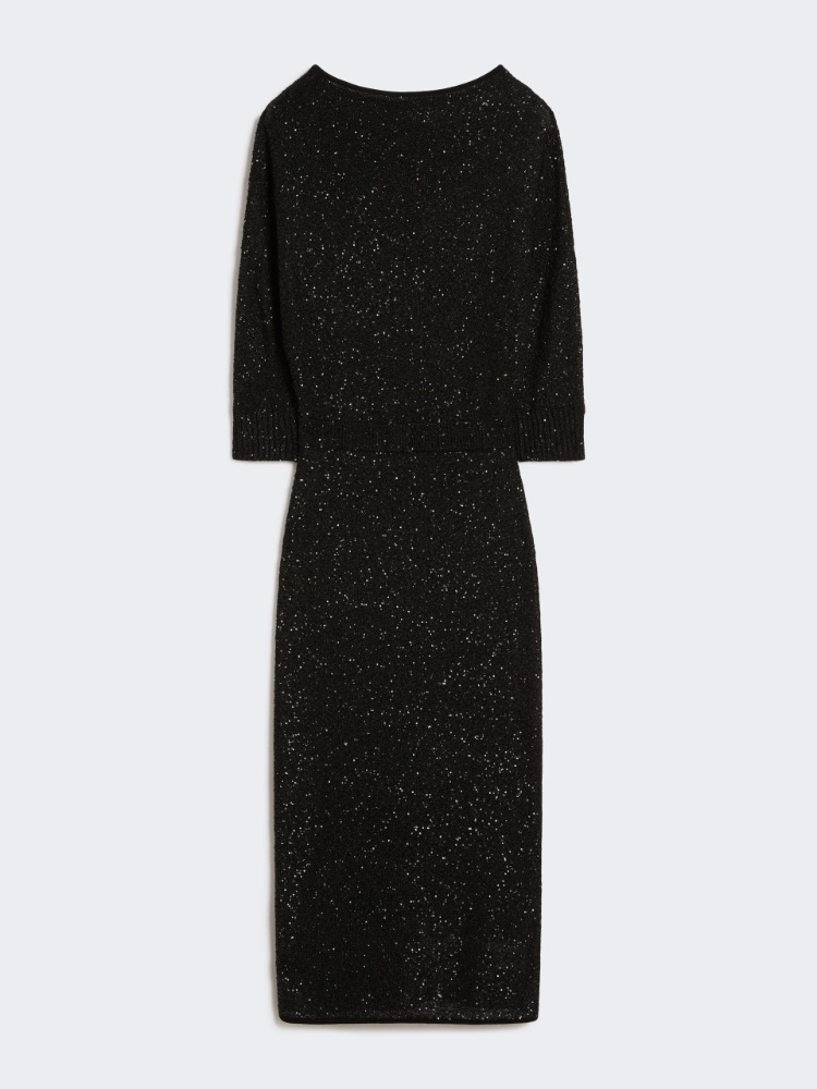 Sequinned viscose yarn dress - BLACK - Max Mara