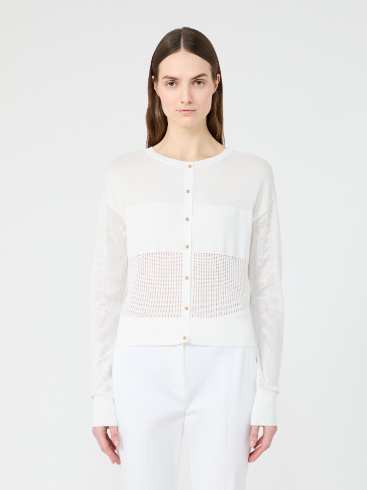 [エグアーレ] ビスコース ヤーン メッシュ カーディガン - OPTICAL WHITE - 2