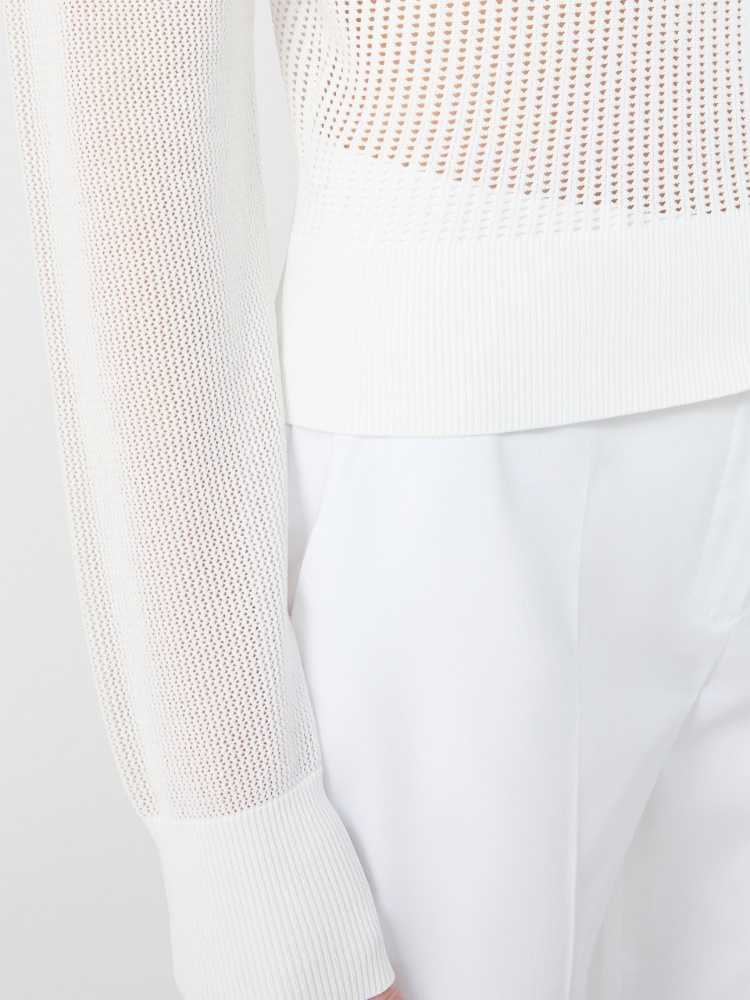 [エグアーレ] ビスコース ヤーン メッシュ カーディガン - OPTICAL WHITE - 5