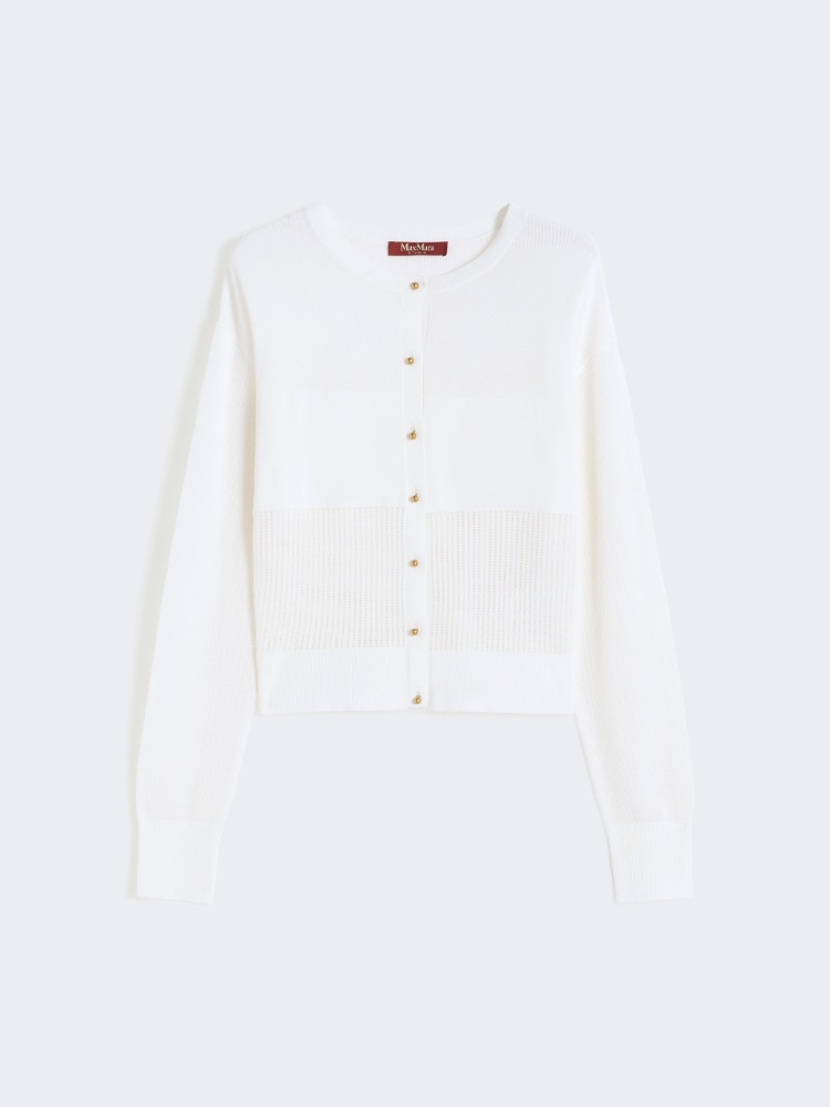 [エグアーレ] ビスコース ヤーン メッシュ カーディガン - OPTICAL WHITE