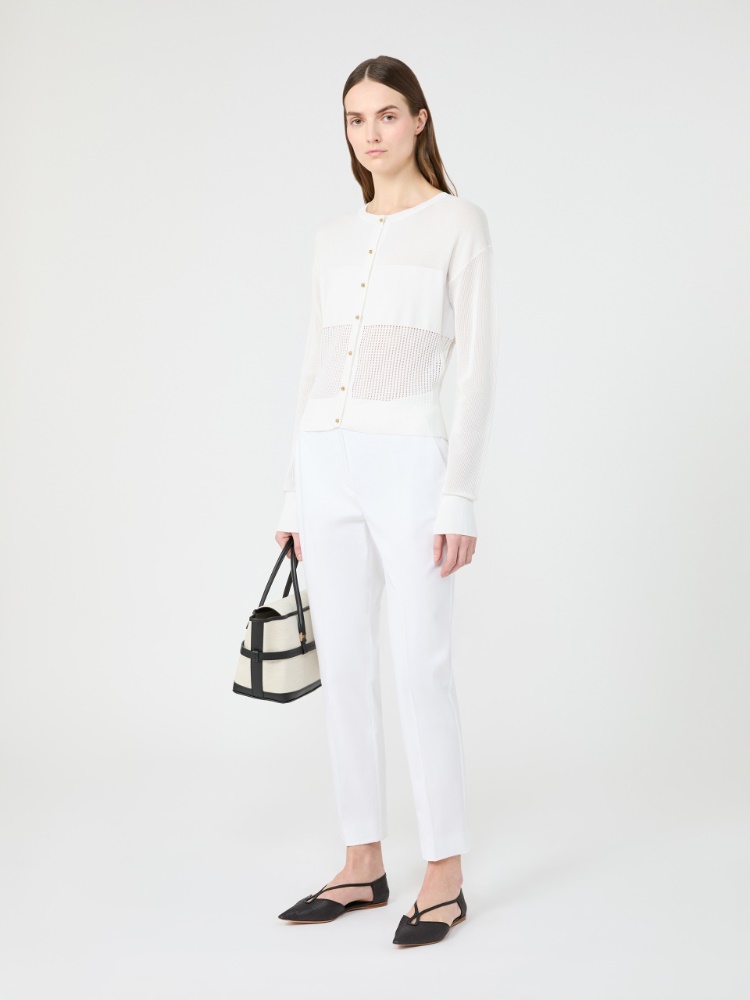 [エグアーレ] ビスコース ヤーン メッシュ カーディガン - OPTICAL WHITE - 1