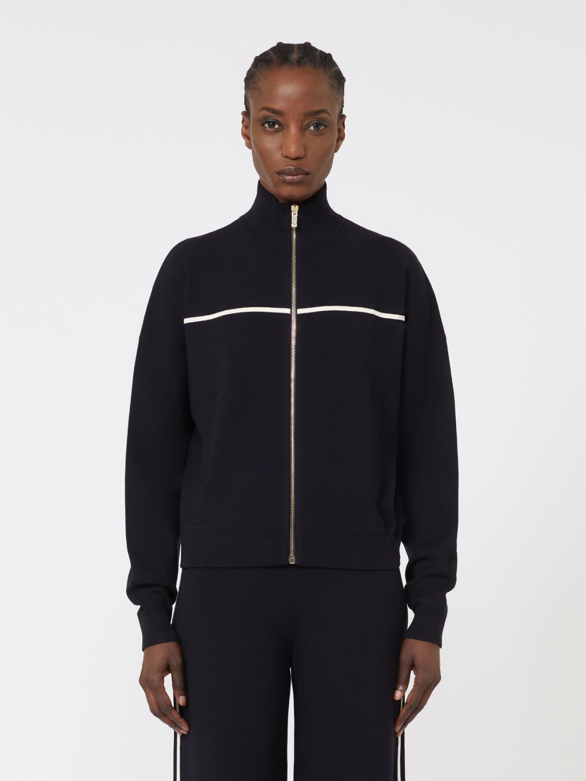 Stretch viscose boxy cardigan - NAVY - Max Mara - 9