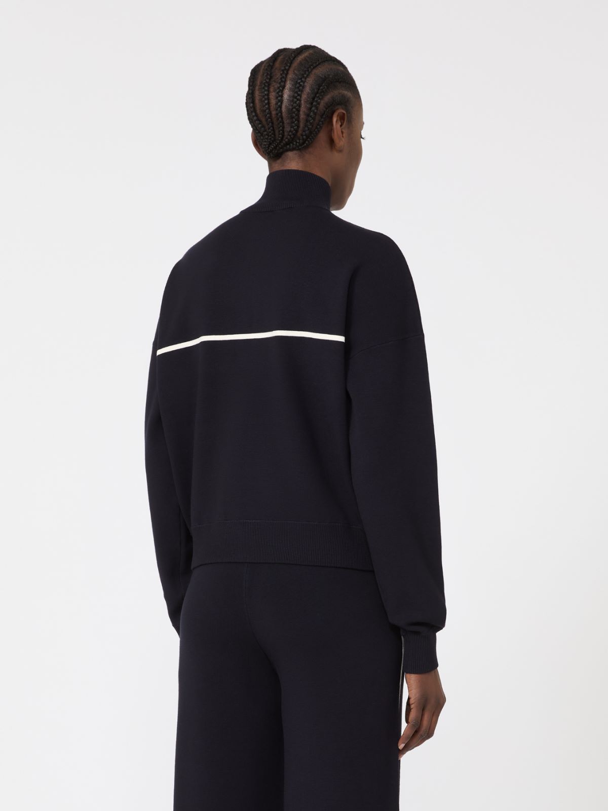 Stretch viscose boxy cardigan - NAVY - Max Mara - 9