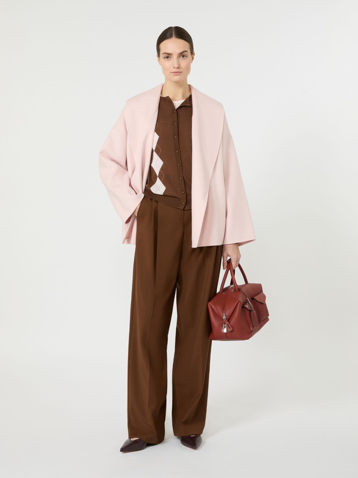 Argyle-knit wool and silk cardigan - CHOCOLATE - Max Mara - 5