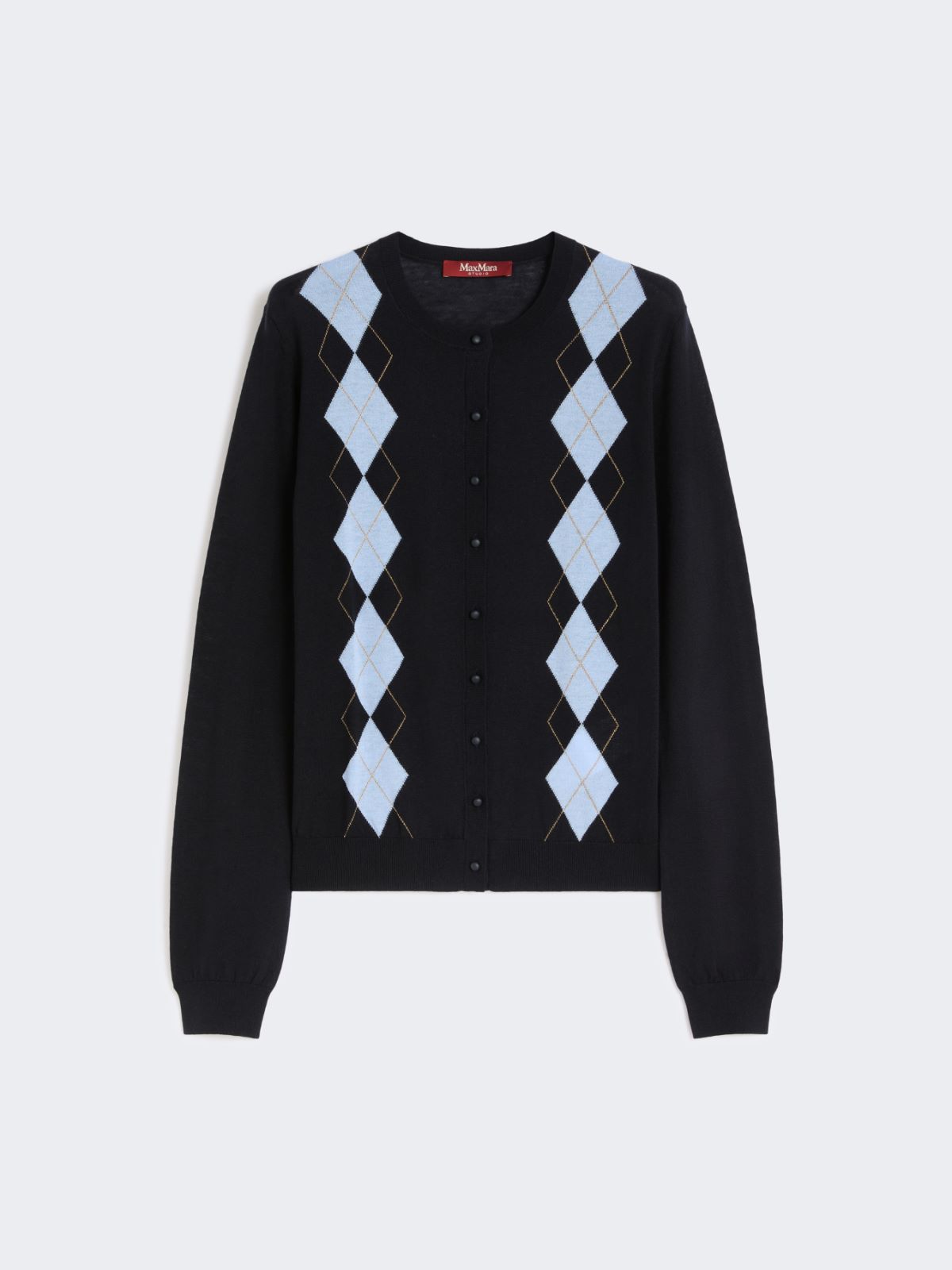 Argyle-knit wool and silk cardigan - NAVY - Max Mara - 10