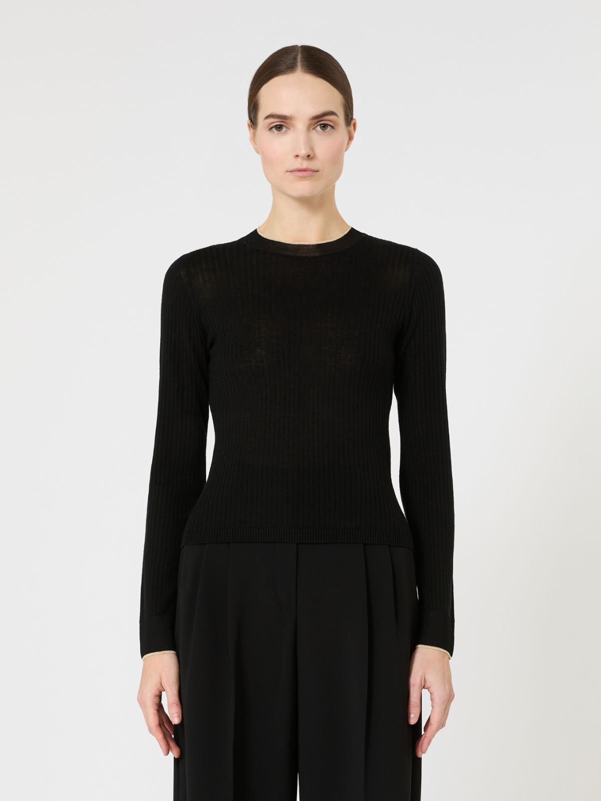 Ribbed wool and silk jumper - BLACK - Max Mara - 6