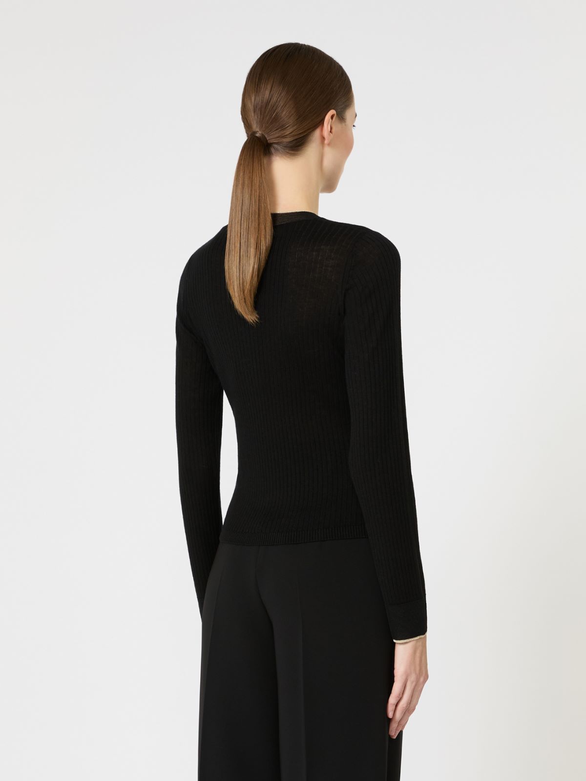 Ribbed wool and silk jumper - BLACK - Max Mara - 6