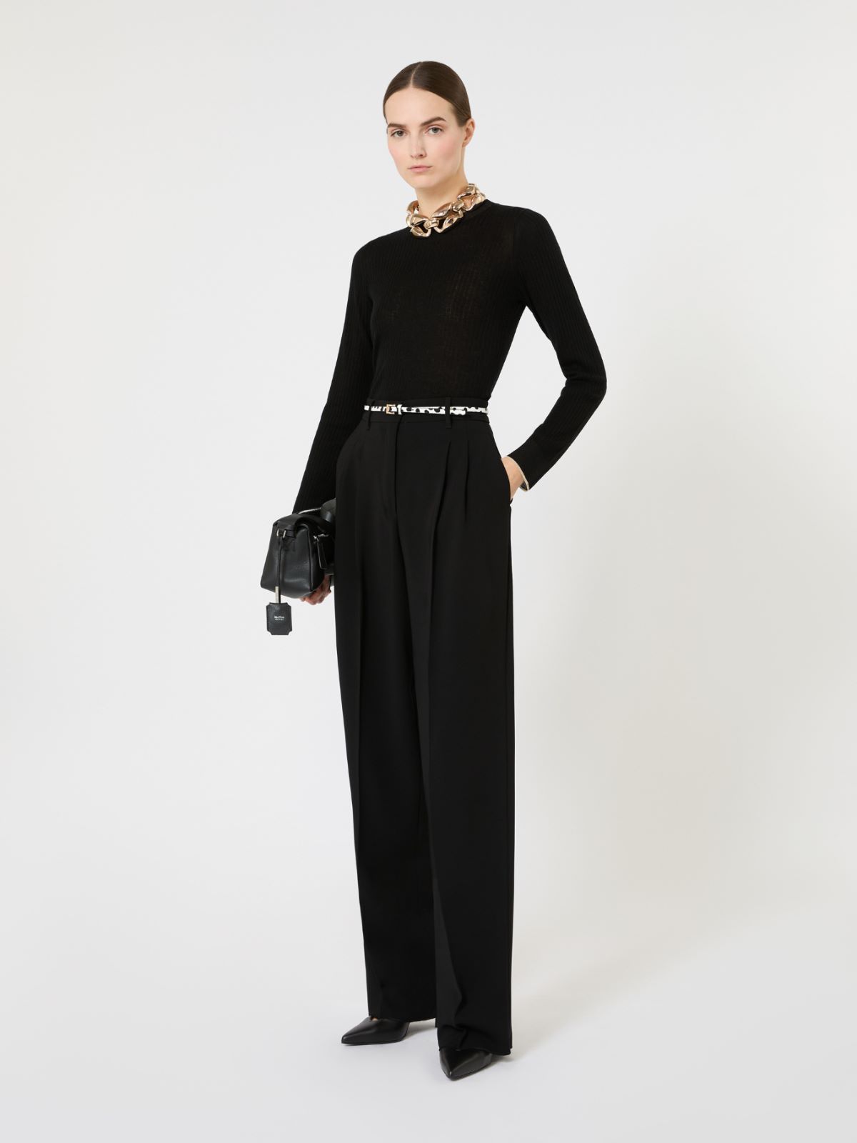 Ribbed wool and silk jumper - BLACK - Max Mara - 6