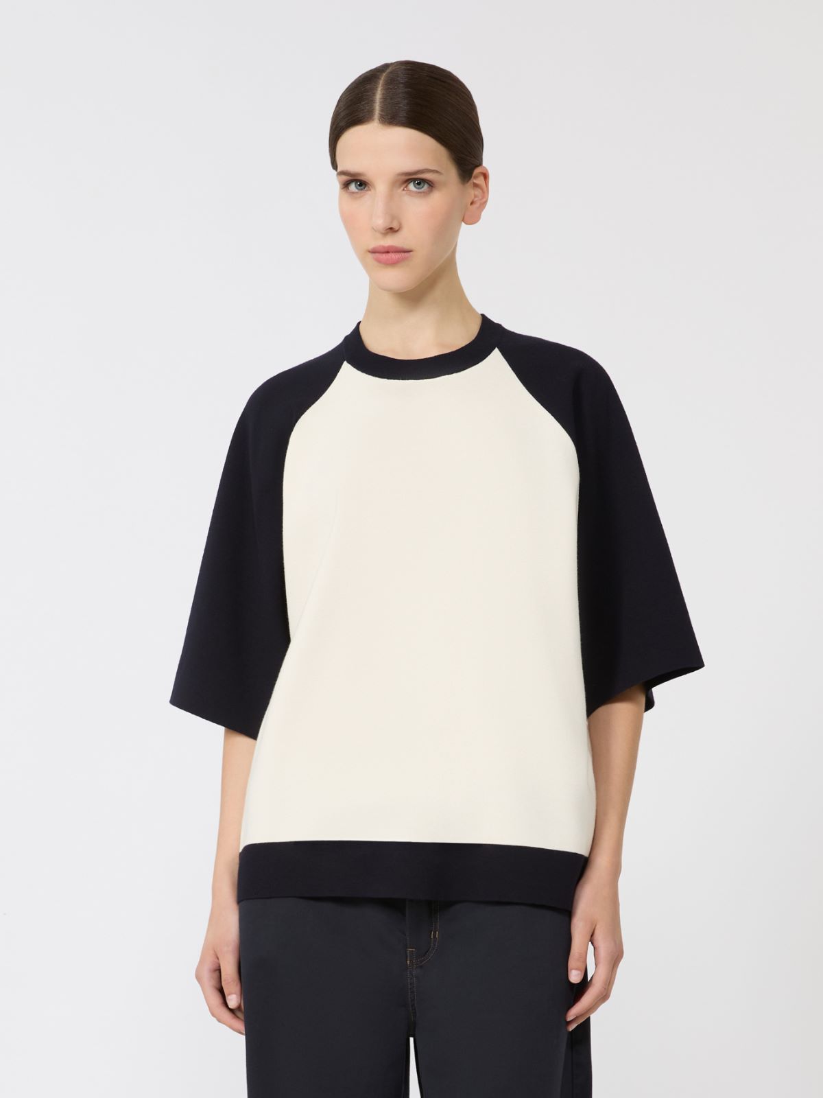 Stretch viscose boxy sweater - WHITE BLUE - Max Mara - 5
