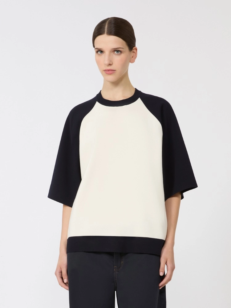 Stretch viscose boxy sweater - WHITE BLUE - Max Mara - 2