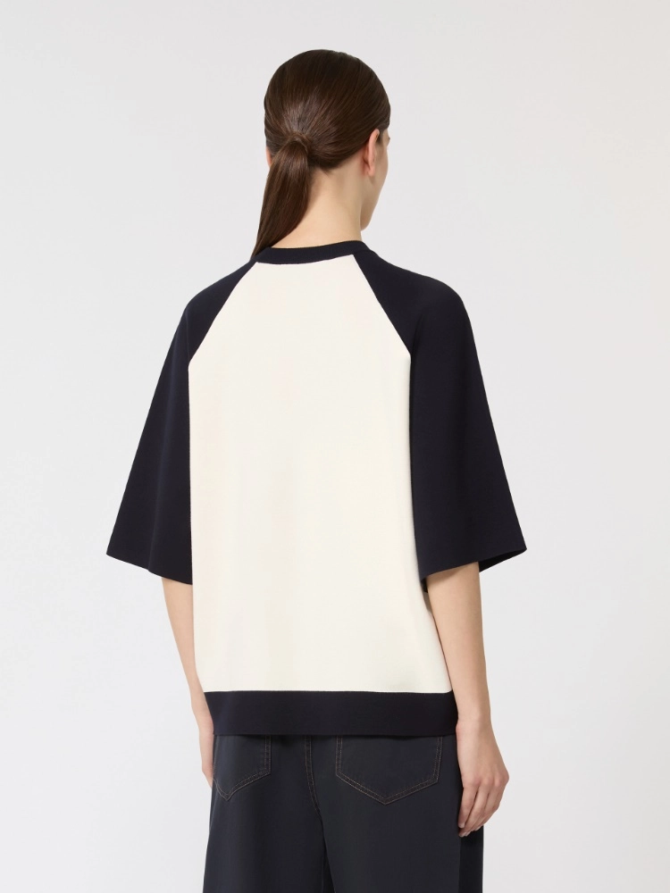 Stretch viscose boxy sweater - WHITE BLUE - Max Mara - 3