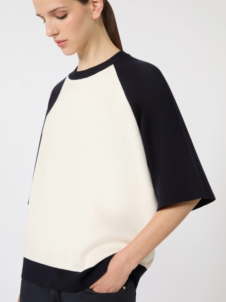 Stretch viscose boxy sweater - WHITE BLUE - Max Mara - 4