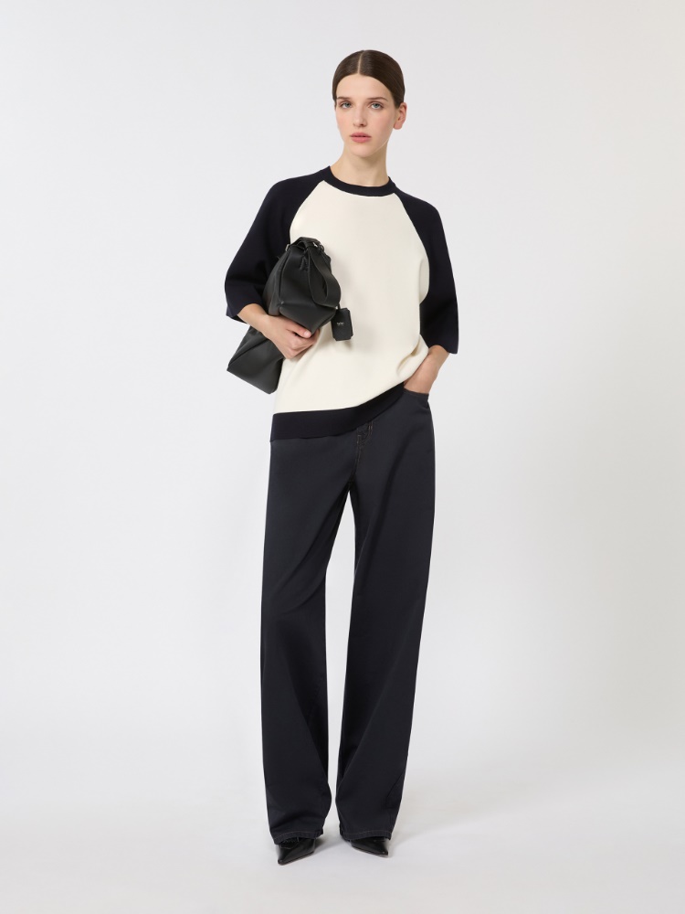 Stretch viscose boxy sweater - WHITE BLUE - Max Mara