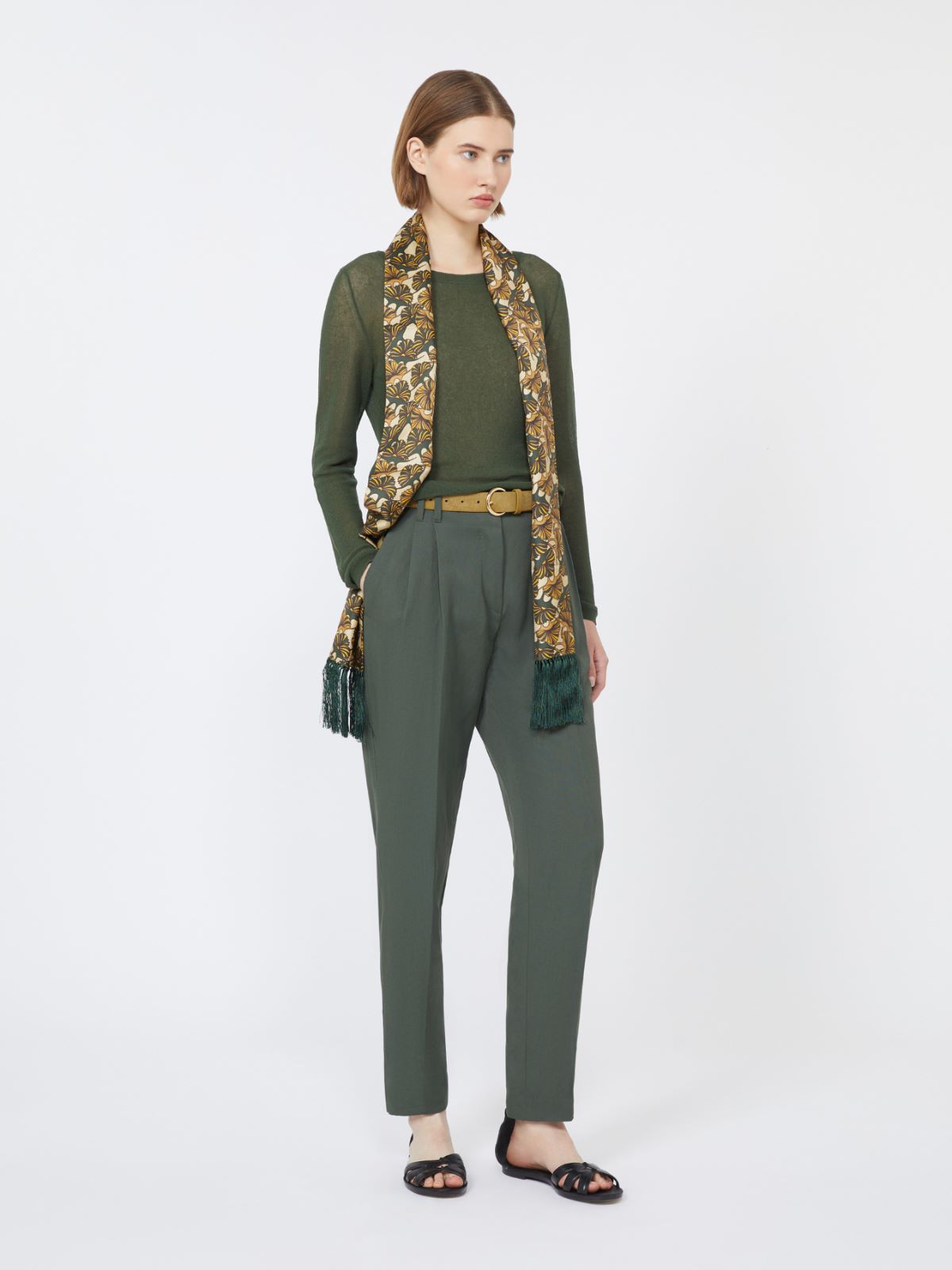 Slim-fit cotton-blend sweater - KAKI - Max Mara