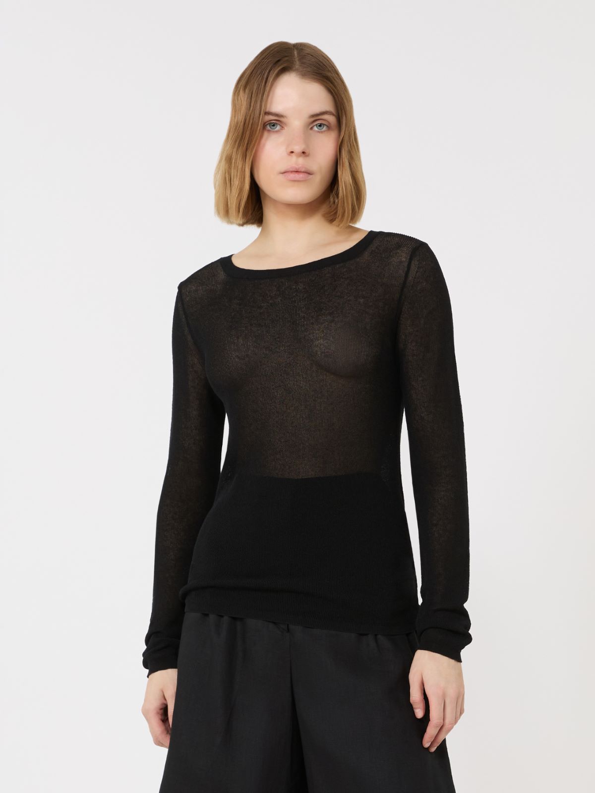 Maglia aderente in misto cotone - NERO - 2