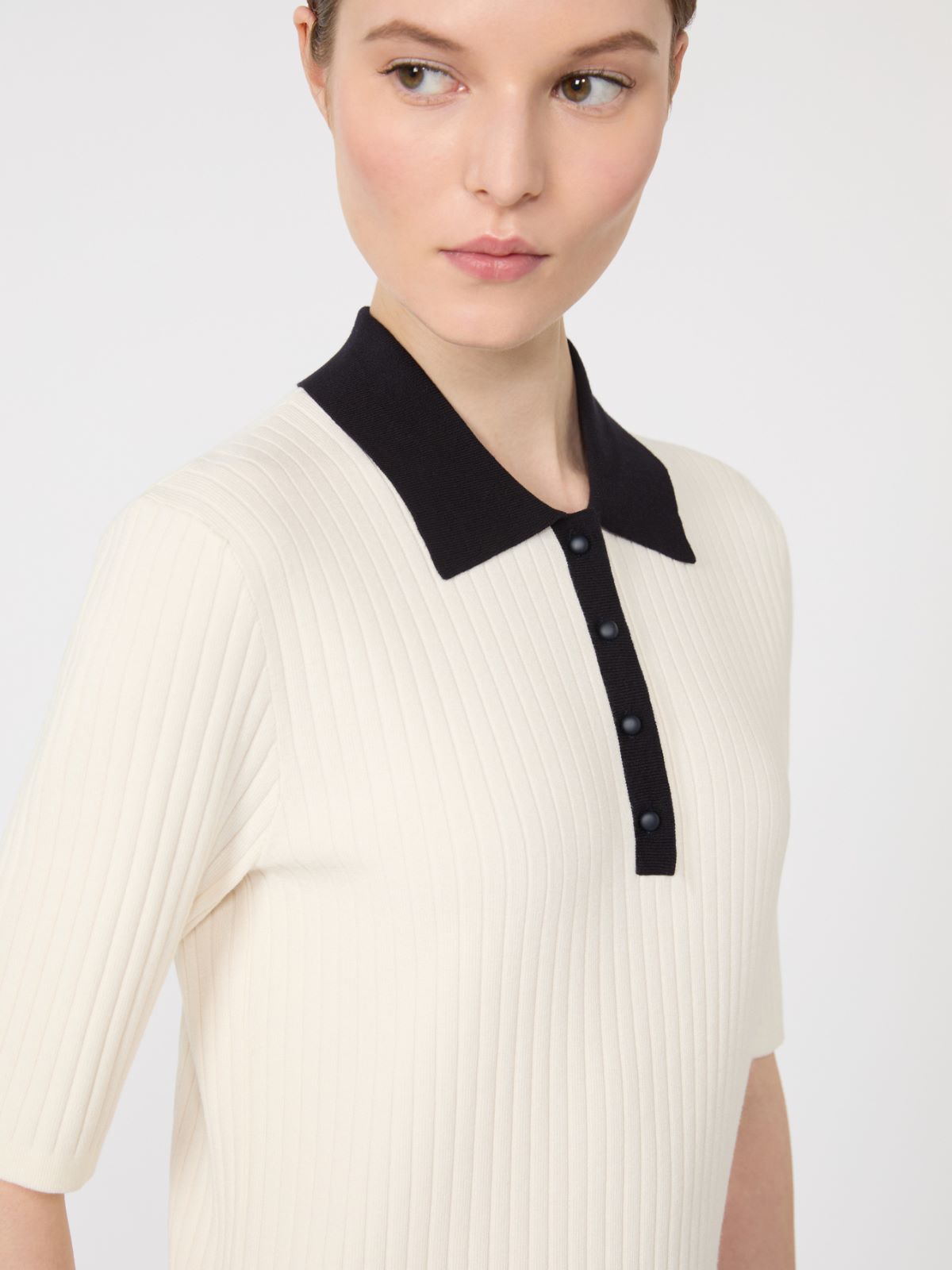 Stretch viscose jumper - WHITE BLUE - Max Mara - 5
