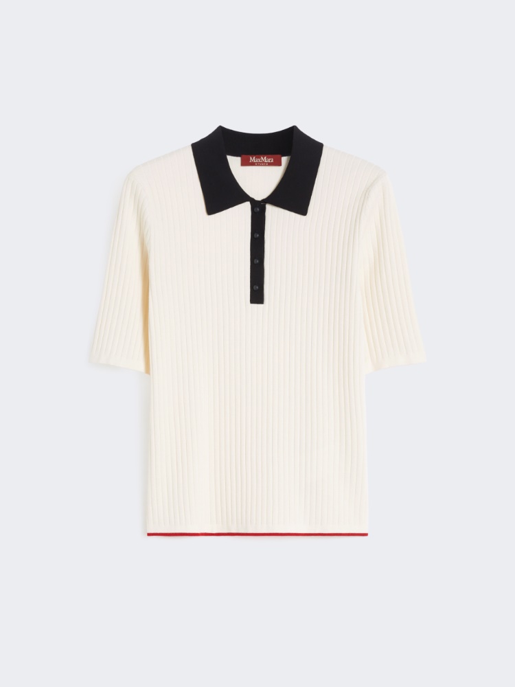 Stretch viscose jumper - WHITE BLUE - Max Mara