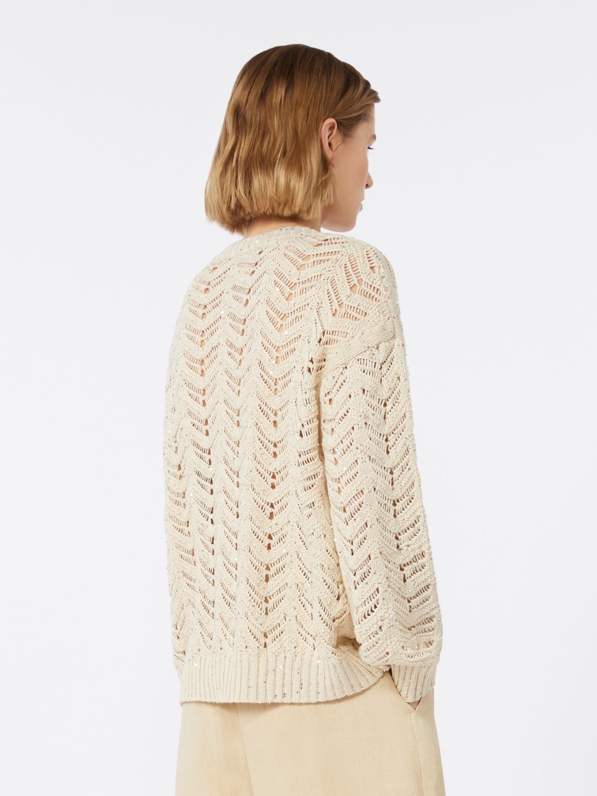 Cotton yarn and sequin sweater - BEIGE - Max Mara - 9