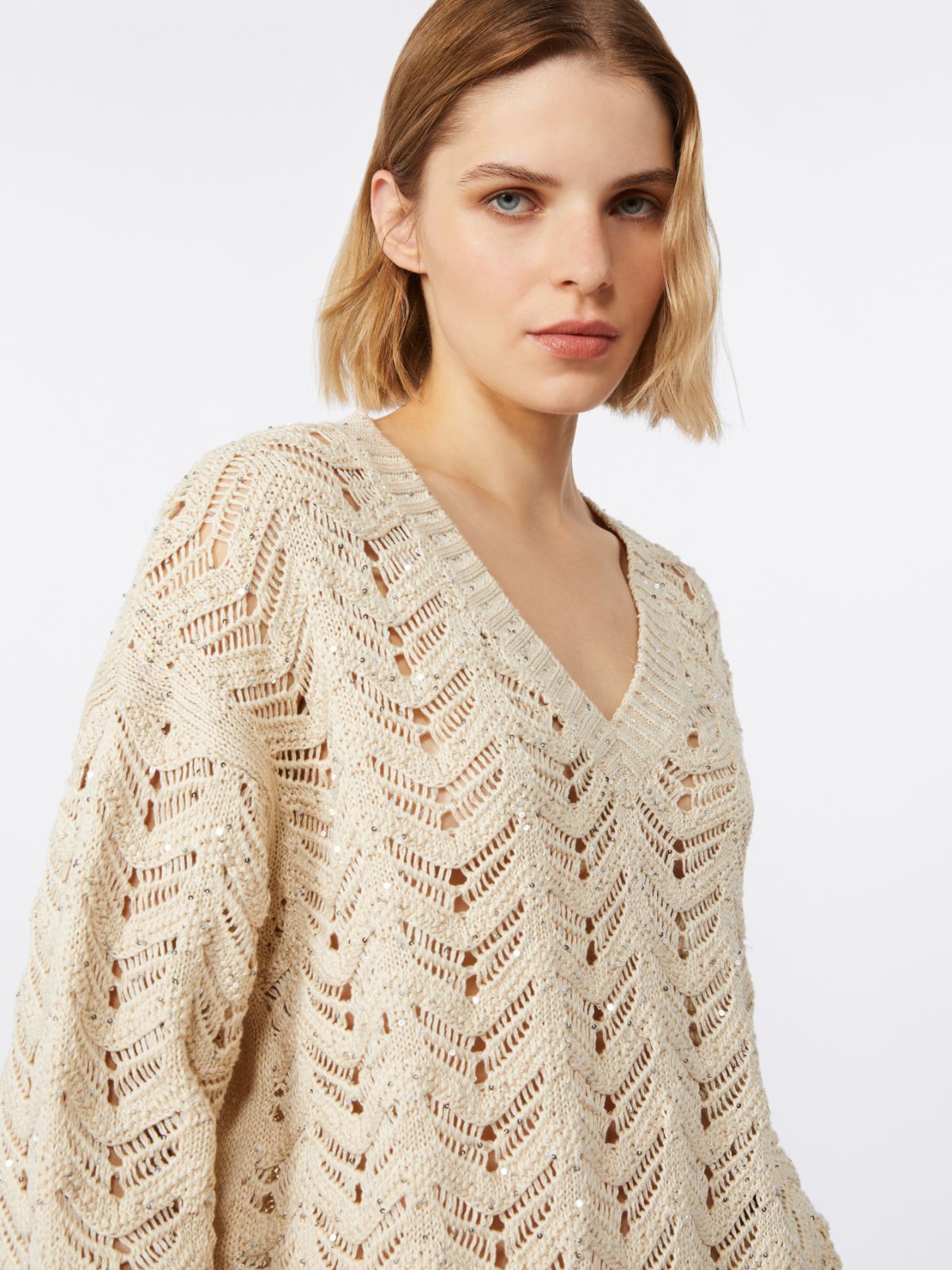 Cotton yarn and sequin sweater - BEIGE - Max Mara - 9