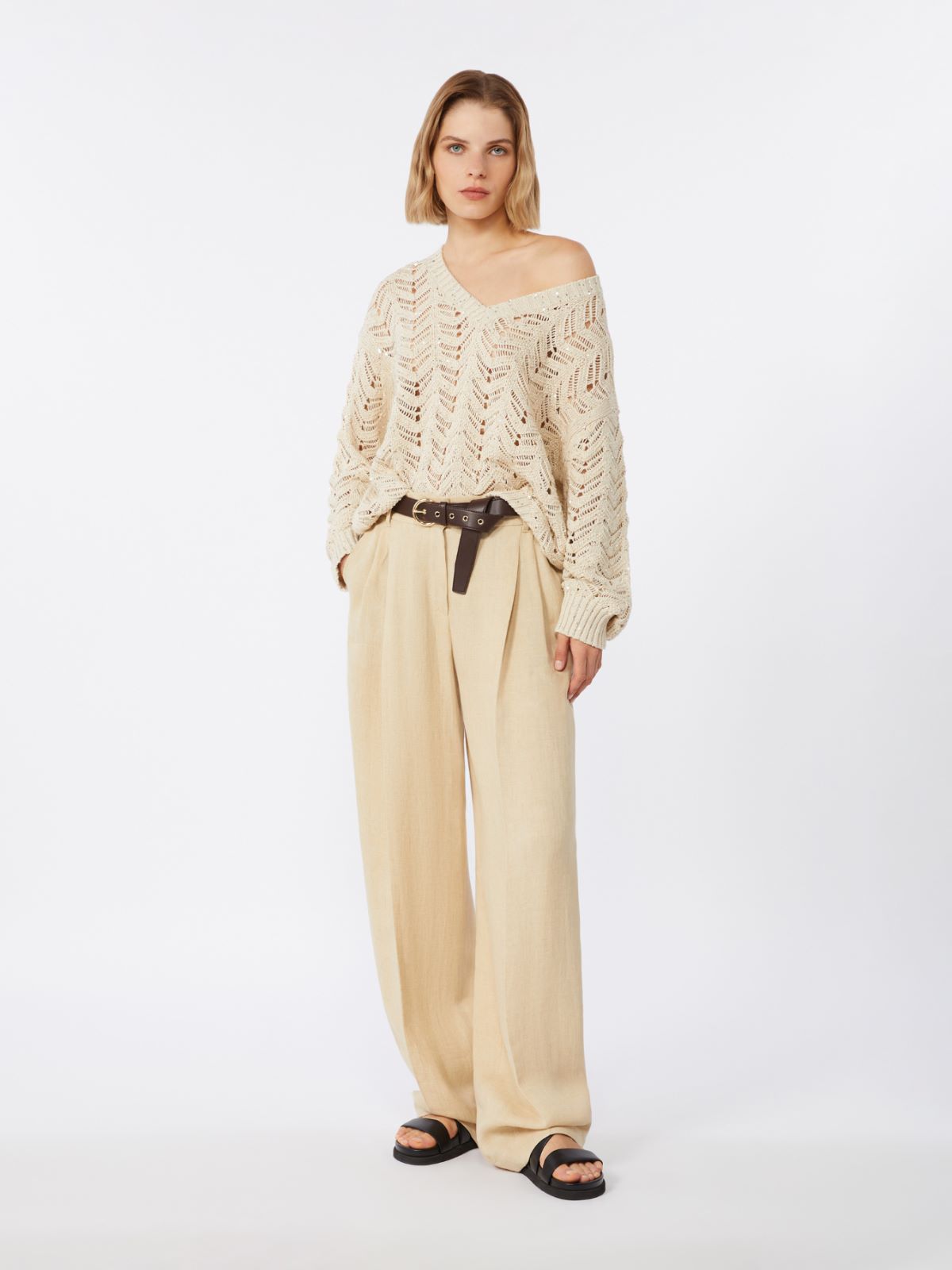 Cotton yarn and sequin sweater - BEIGE - Max Mara - 9
