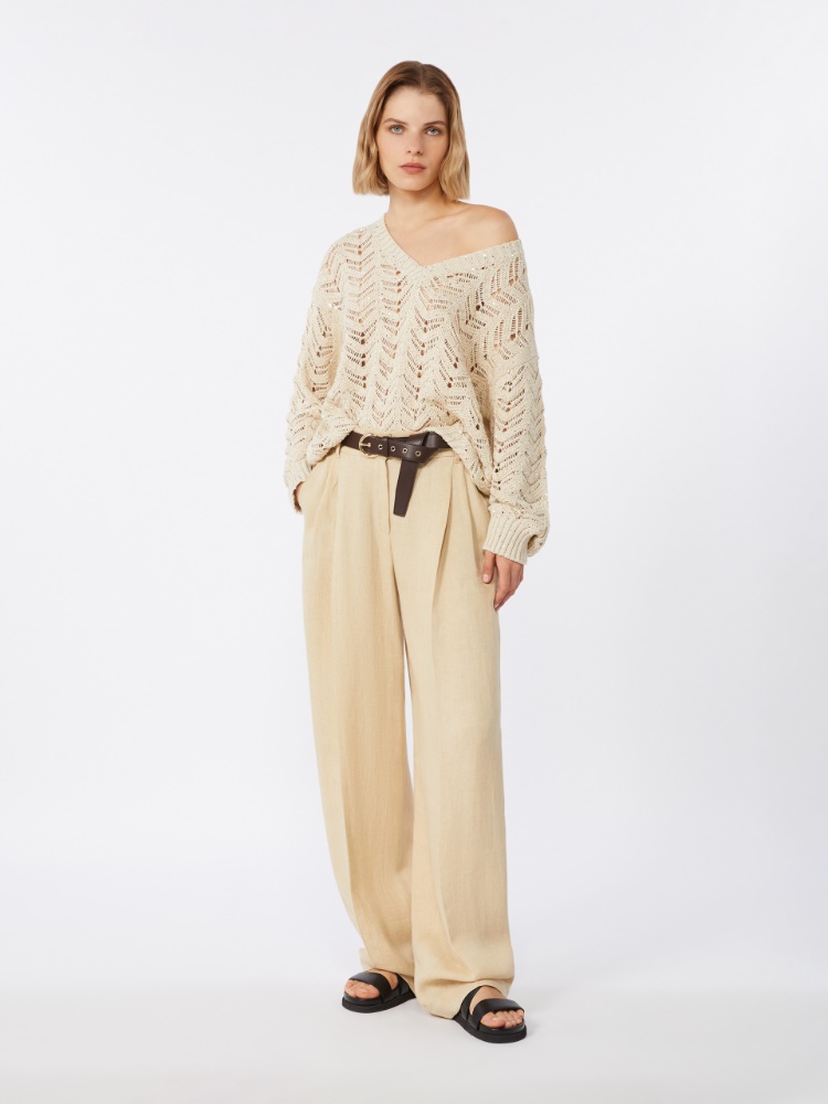 Cotton yarn and sequin sweater - BEIGE - Max Mara