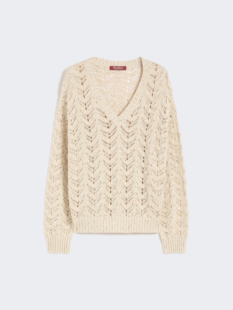 Cotton yarn and sequin sweater - BEIGE - Max Mara