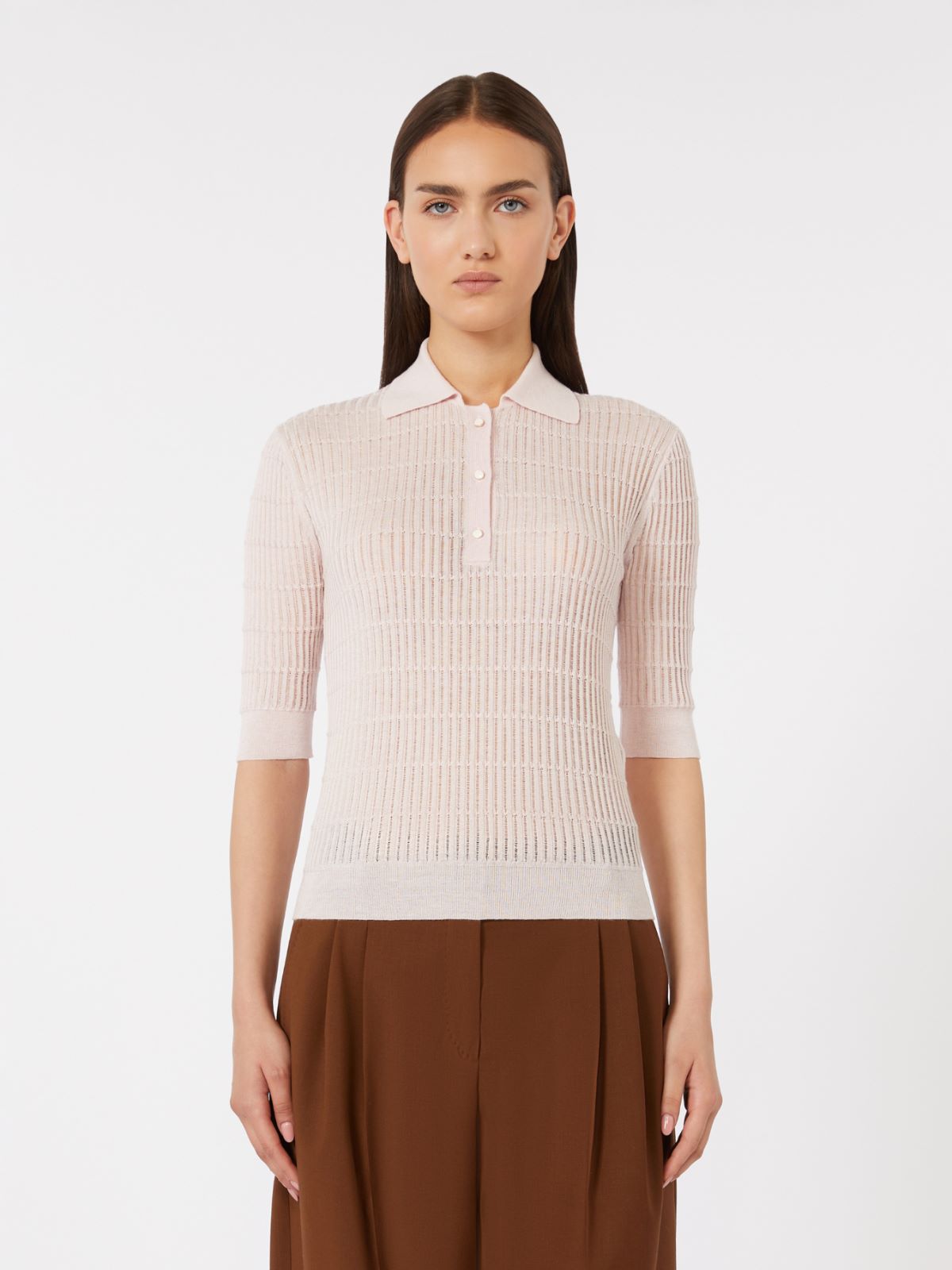 Silk and wool yarn jumper - PINK - Max Mara - 5