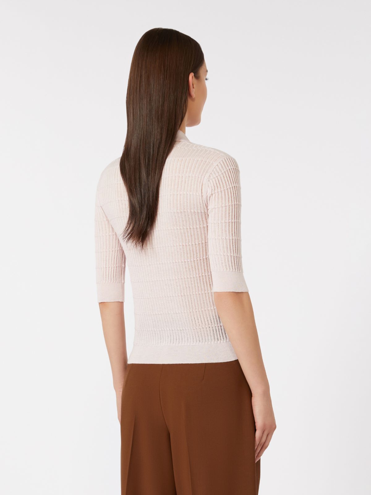 Silk and wool yarn jumper - PINK - Max Mara - 5