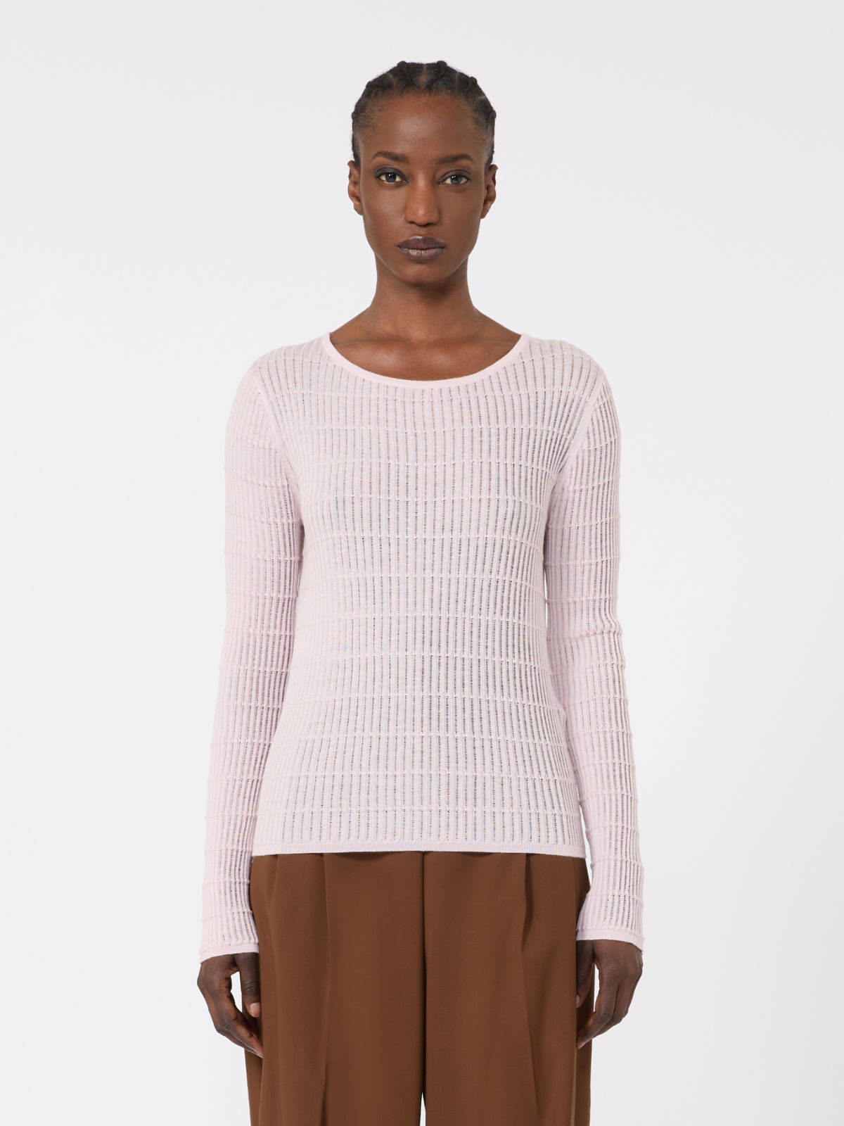Slim-fit wool and silk sweater - PINK - Max Mara - 5