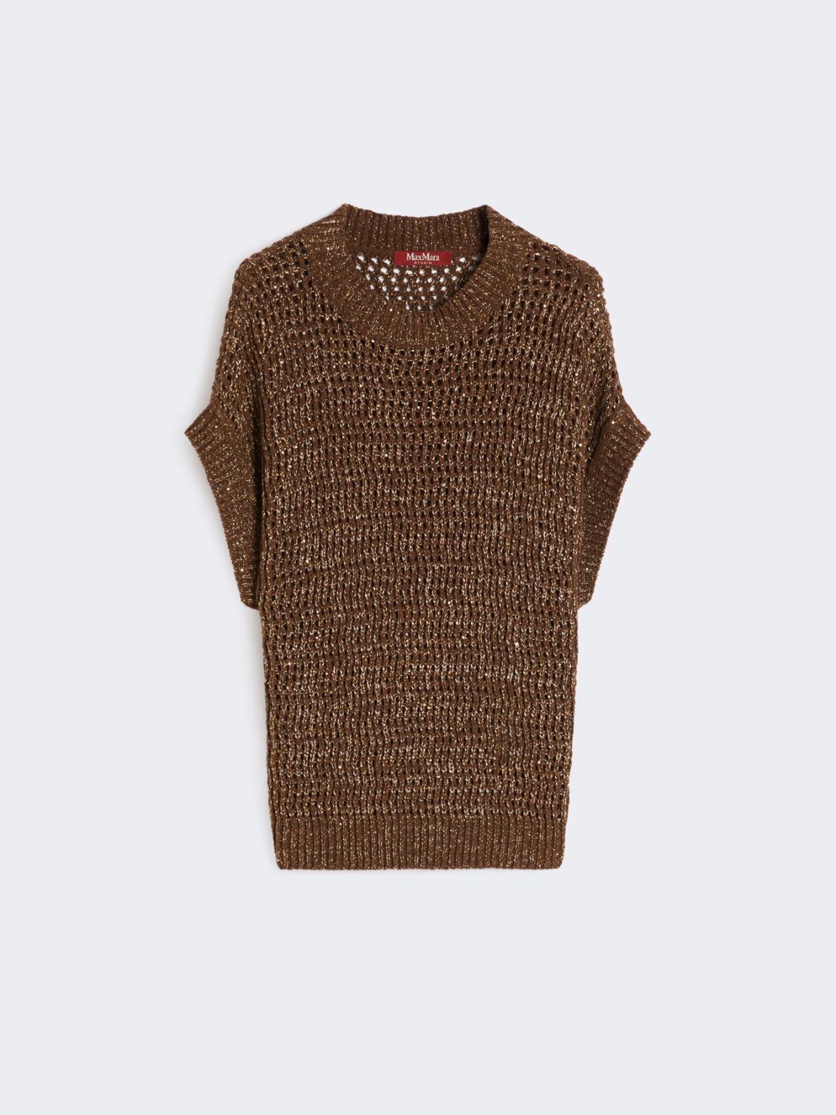 Sequin-adorned mesh-knit cotton sweater - HAZELNUT BROWN - Max Mara - 9
