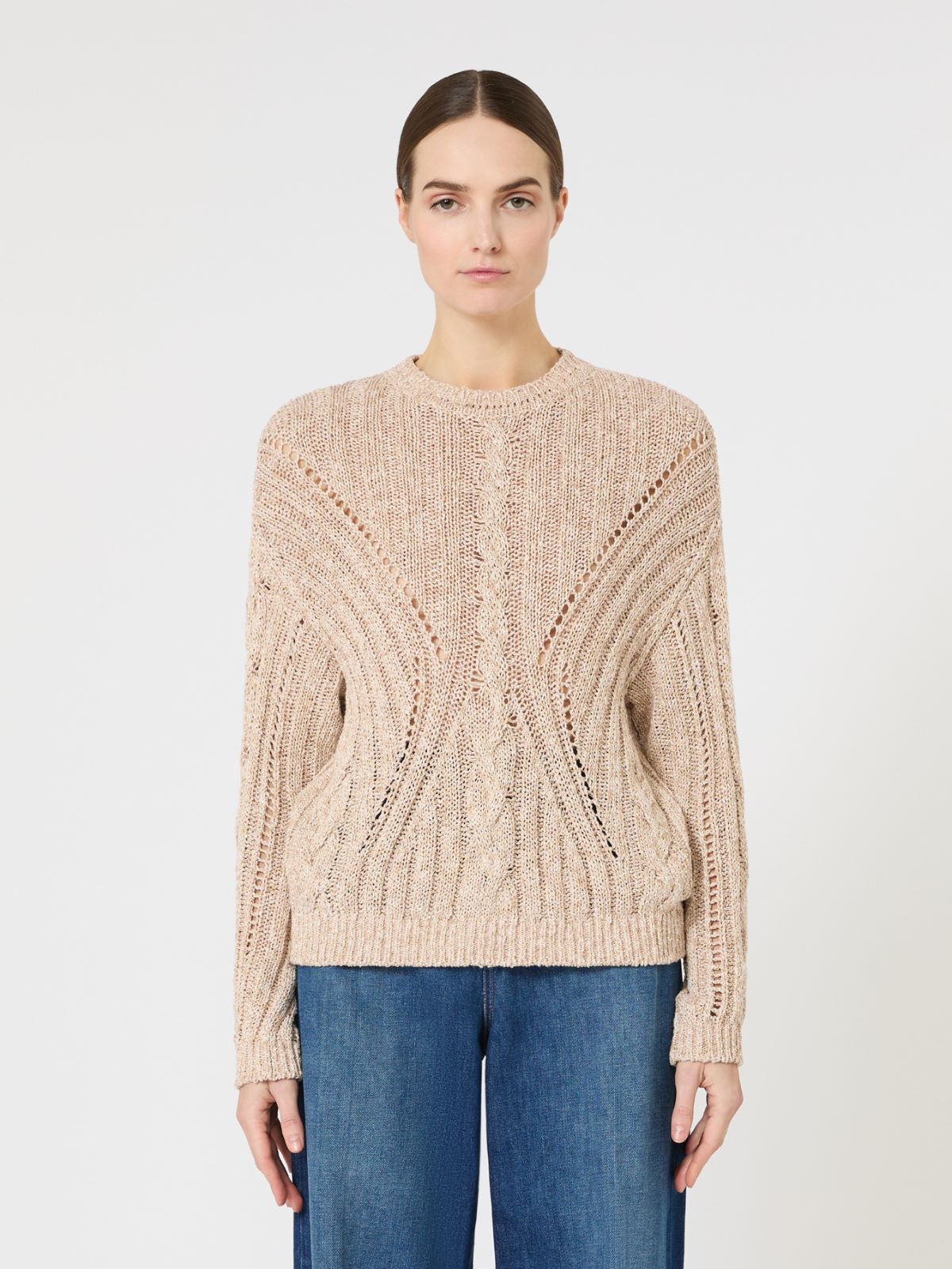 Boxy-Pullover aus Baumwolle und Lurex - NATURAL - Max Mara - 5