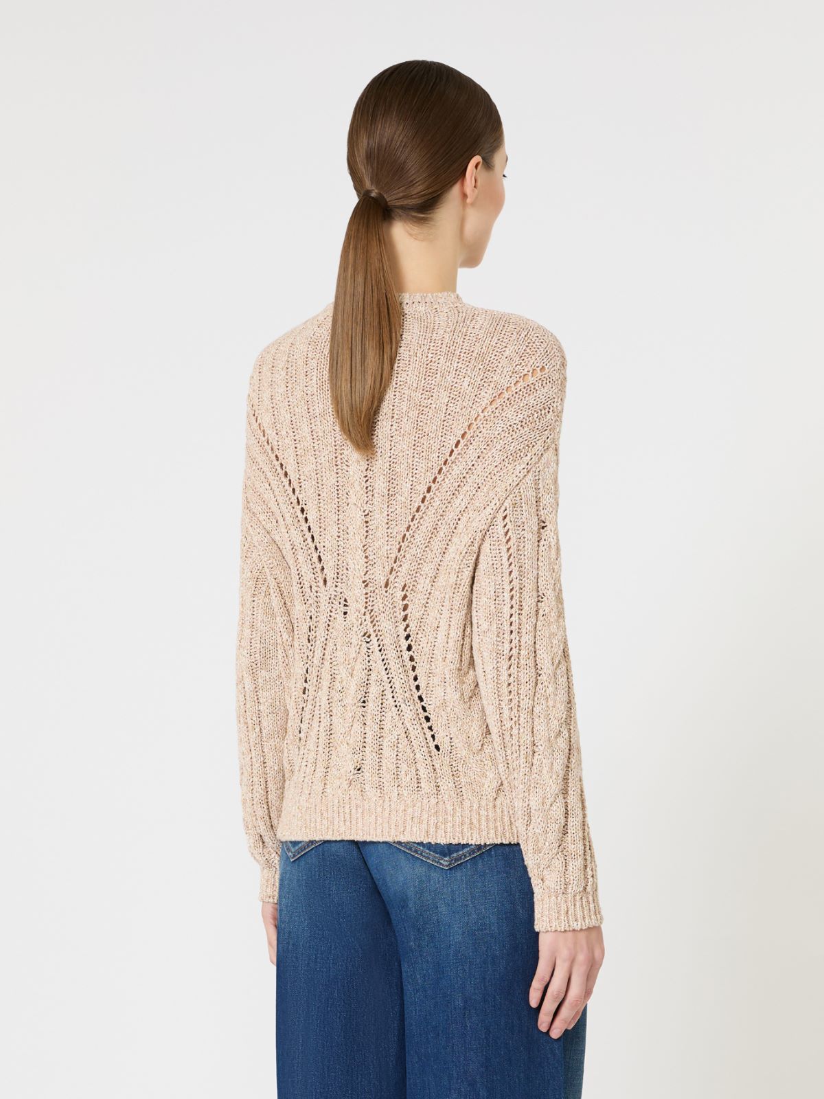 Boxy-Pullover aus Baumwolle und Lurex - NATURAL - Max Mara - 5