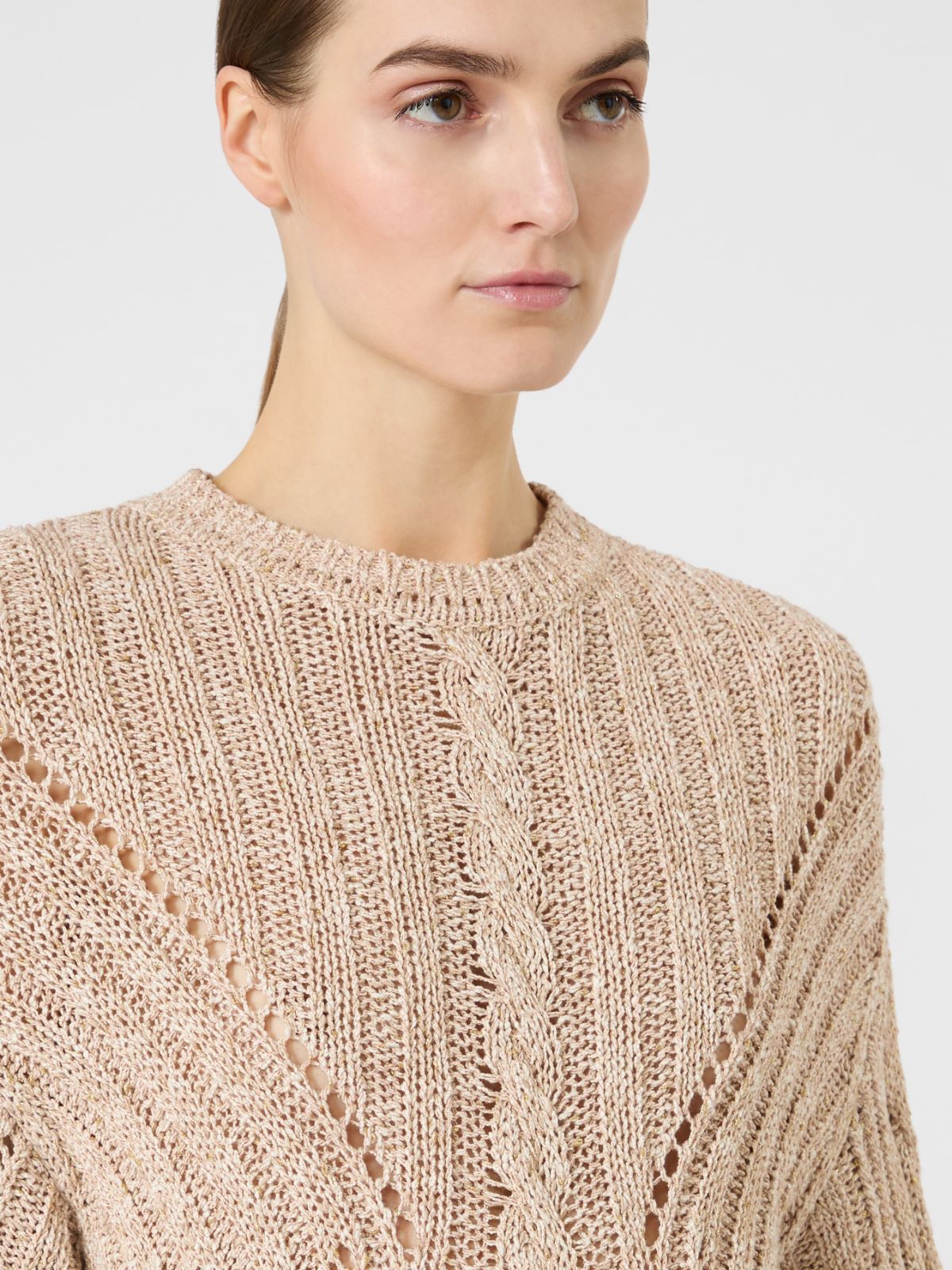 Boxy-Pullover aus Baumwolle und Lurex - NATURAL - Max Mara - 5