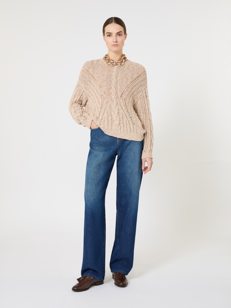 Boxy-Pullover aus Baumwolle und Lurex - NATURAL - Max Mara