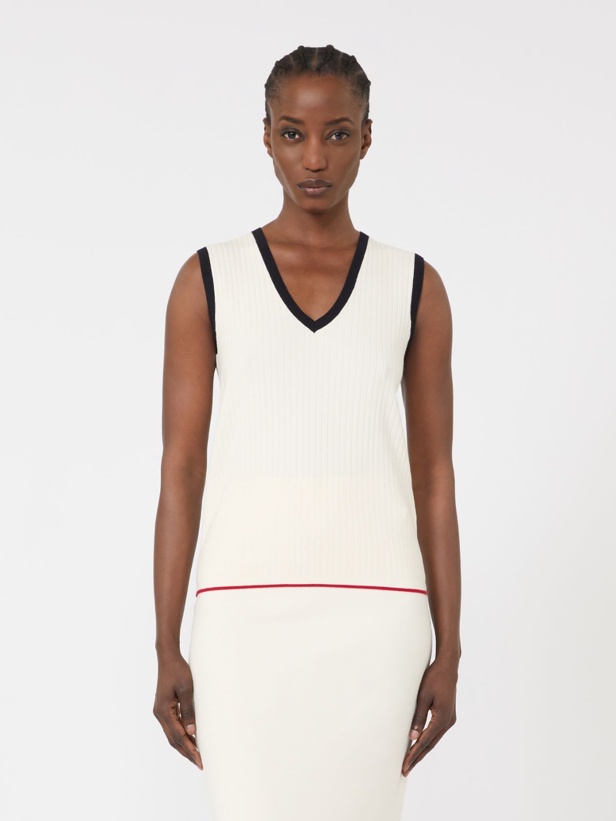 Viscose-blend yarn tank top - WHITE BLUE - Max Mara - 9