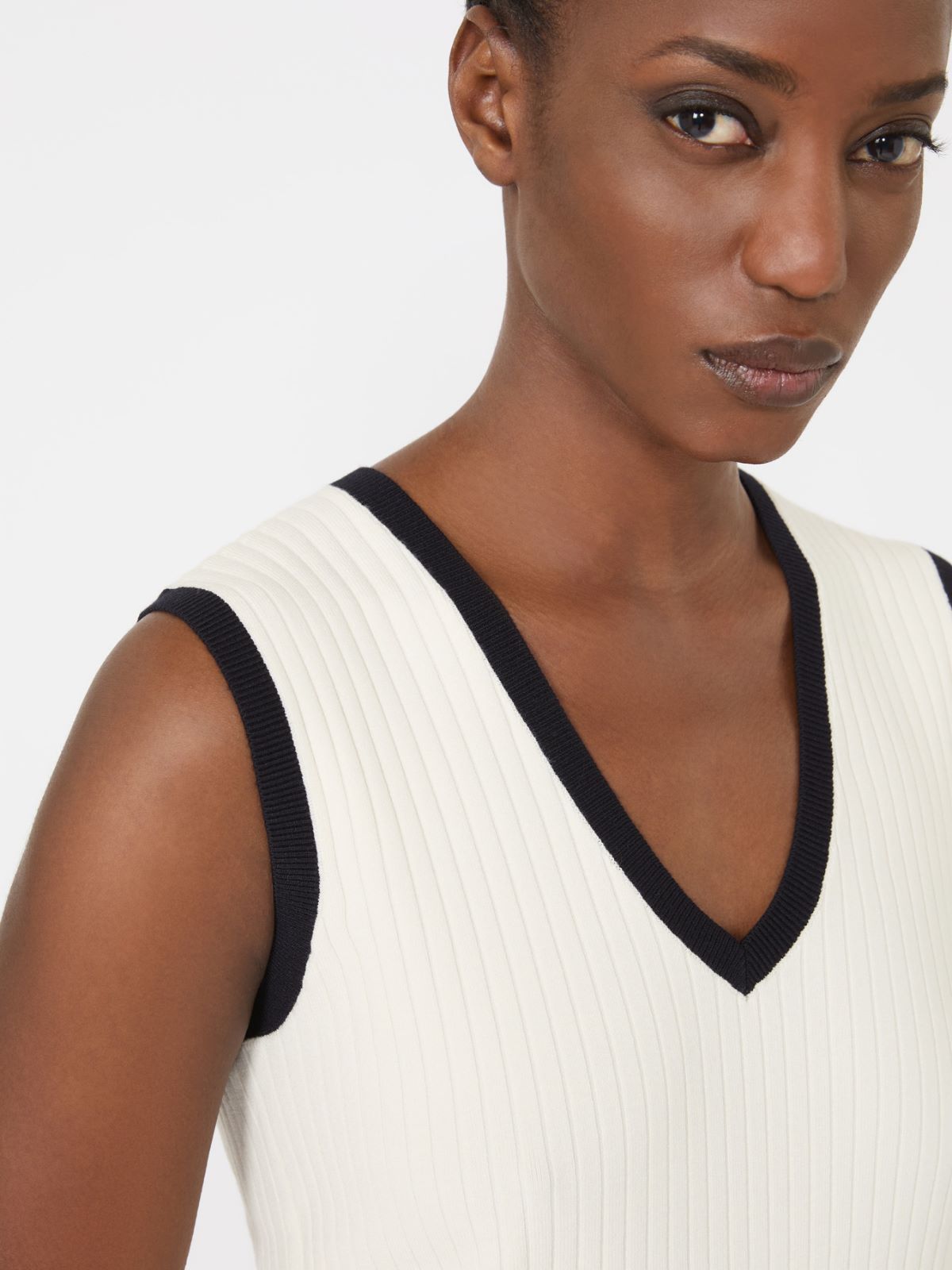 Viscose-blend yarn tank top - WHITE BLUE - Max Mara - 9