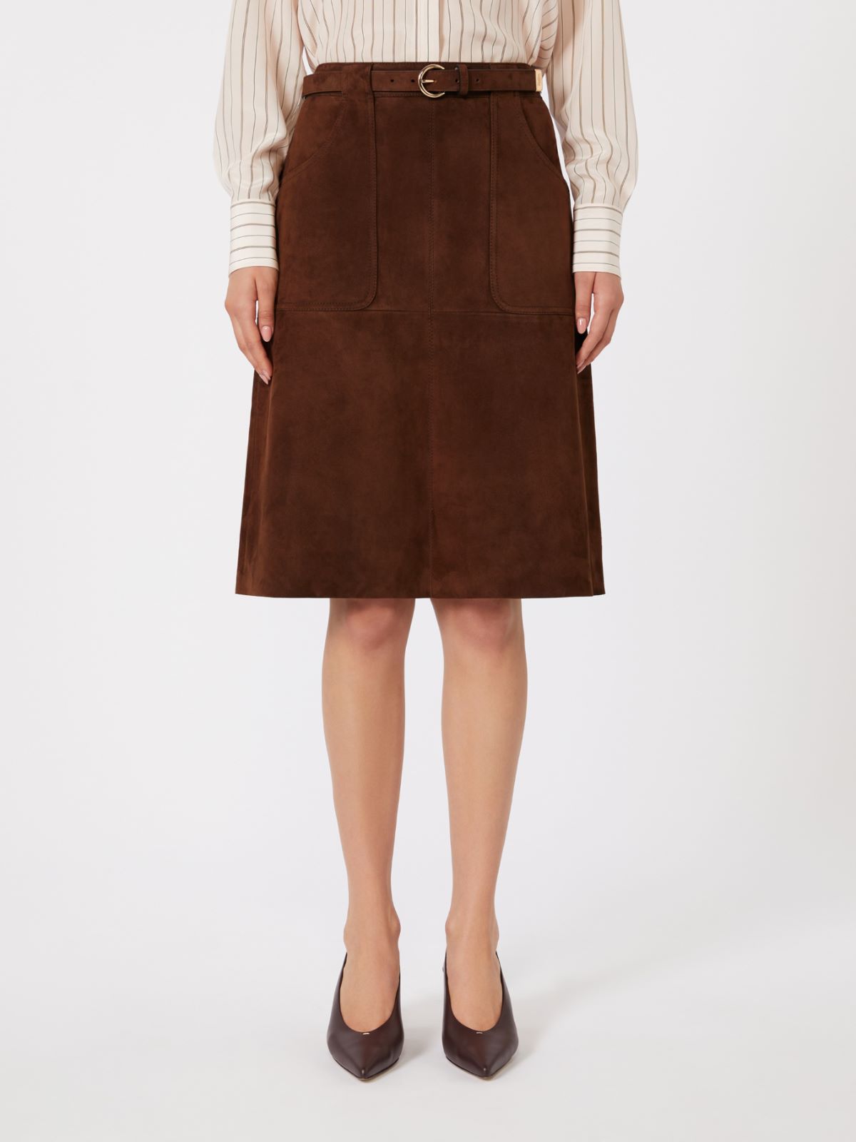 Suede midi skirt - CHOCOLATE - Max Mara - 5